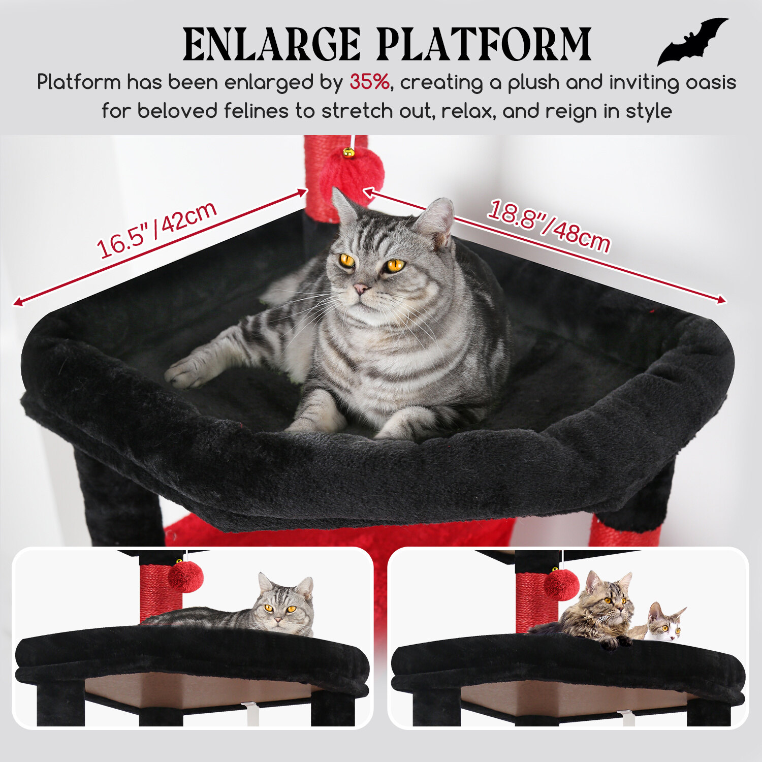 globlazer-s65-arbre-chat-65-pouces-rouge-noir image 3