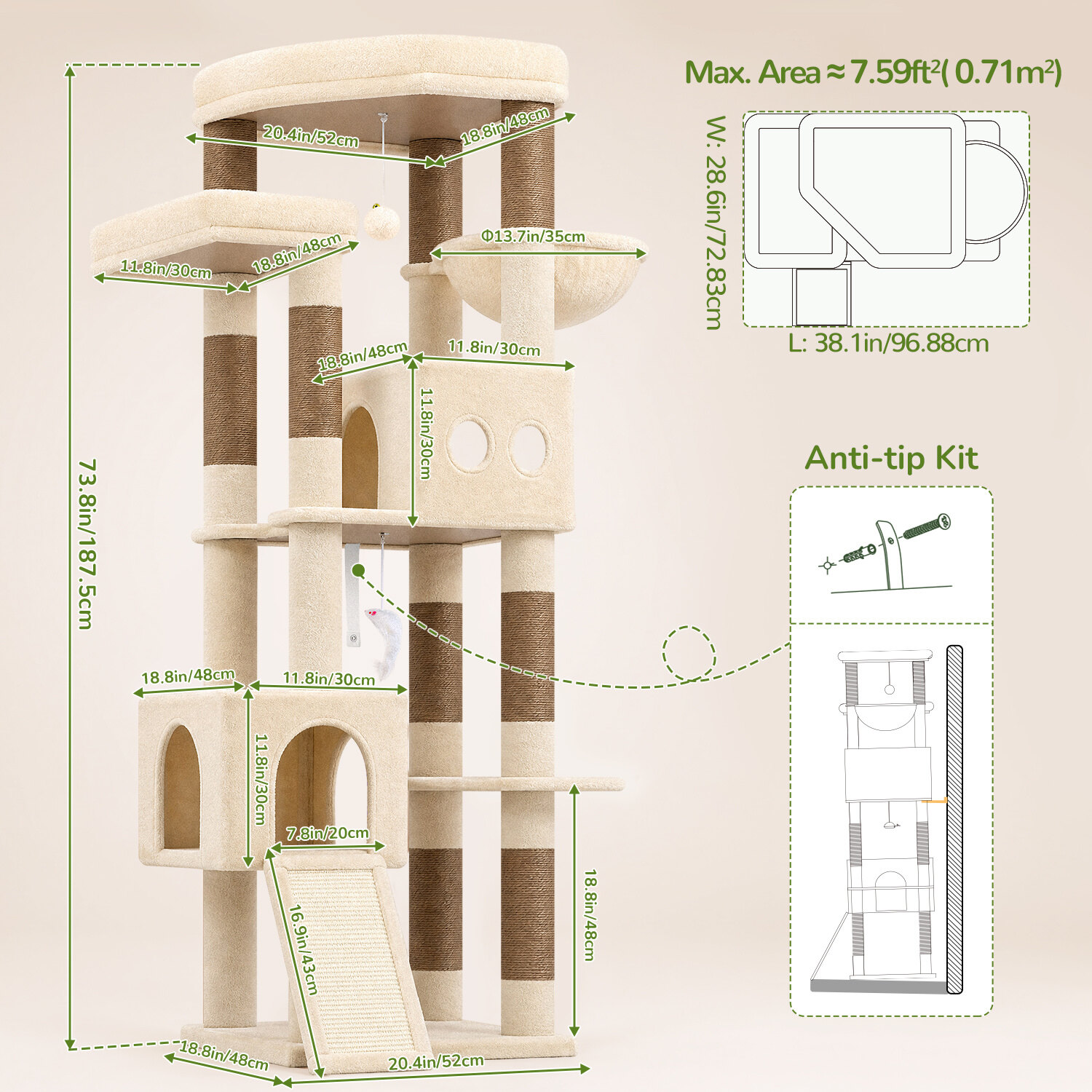 globlazer-f73b-arbre-chat-beige-73-pouces-niche image 7