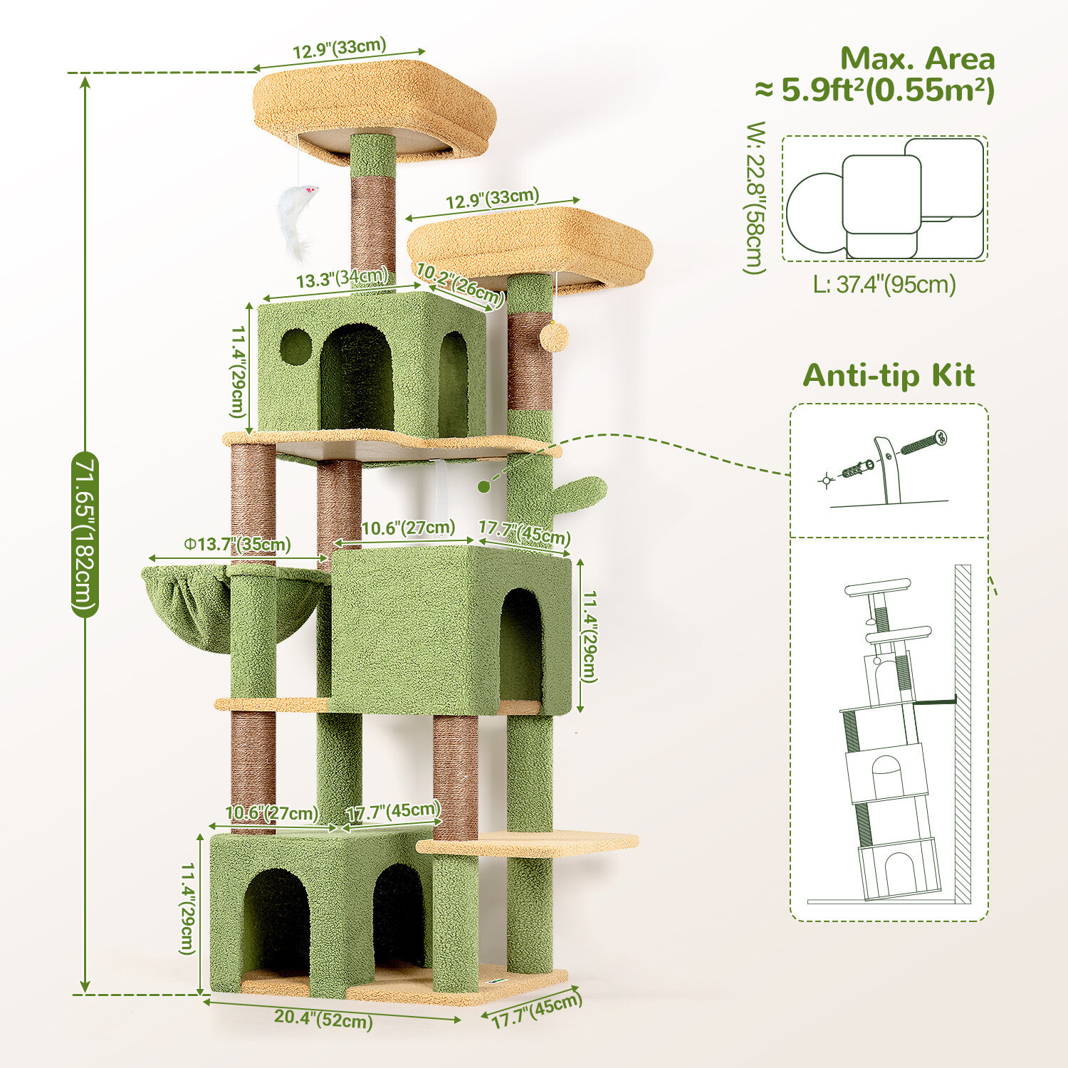 globlazer-f71-f-series-tour-chat-vert-cactus-71-pouces image 7