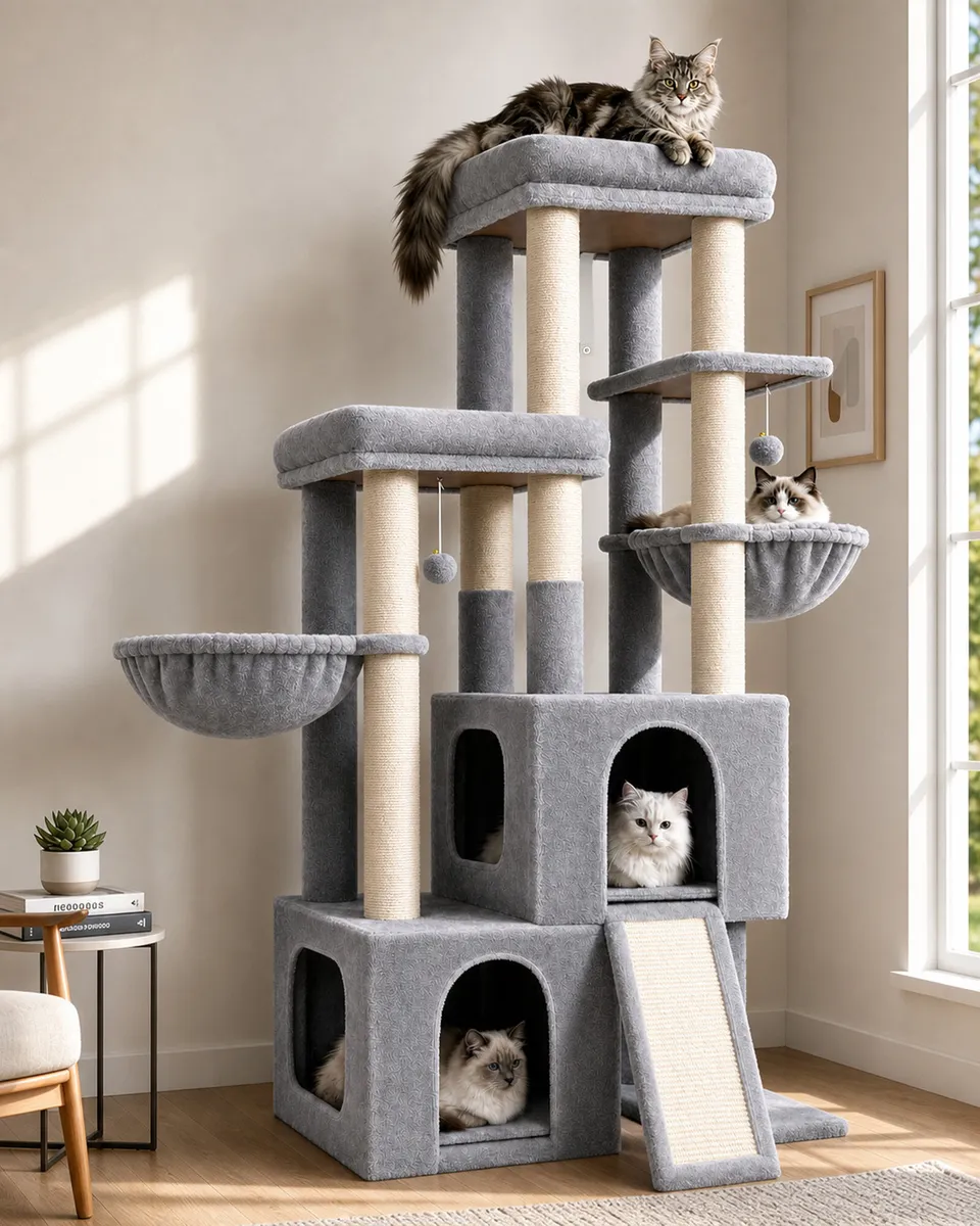 globlazer-s62-arbre-chat-gris-clair-157-cm-grand image 1