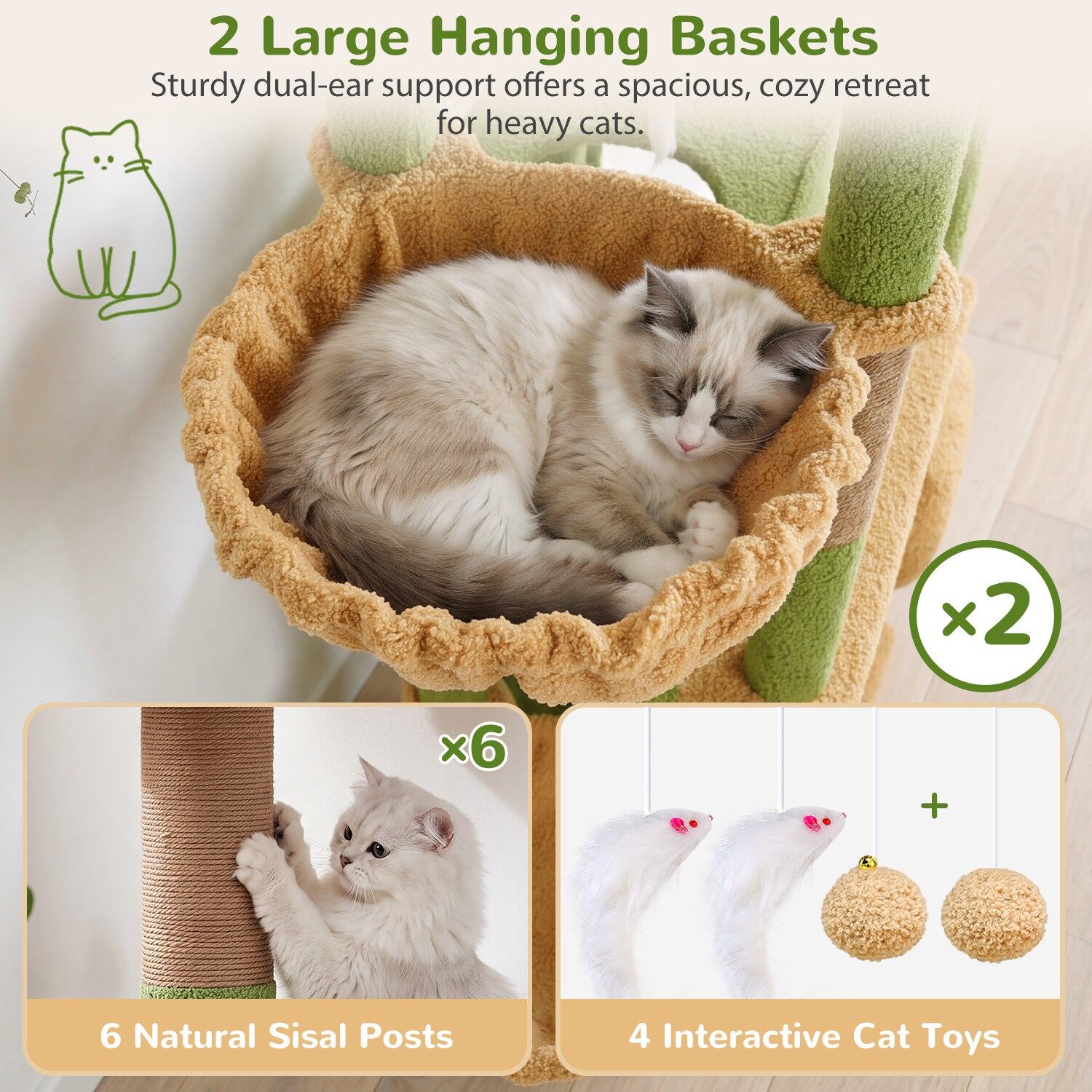 globlazer-s-series-s75-arbre-chat-cactus-vert-75-pouces image 5