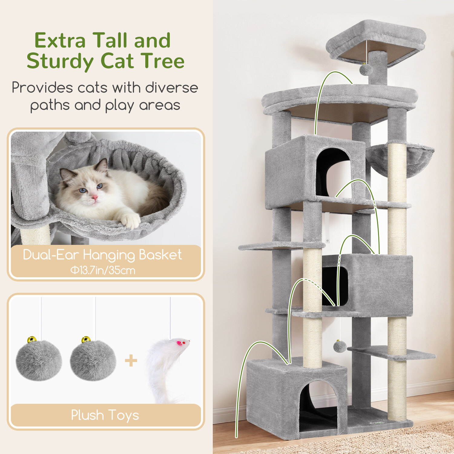globlazer-s80-arbre-chat-gris-clair-80-pouces-cachette image 6