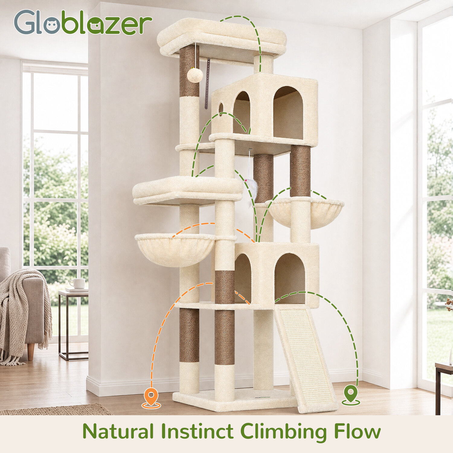 globlazer-f-series-f72h-arbre-chat-beige-72-pouces-compact image 8