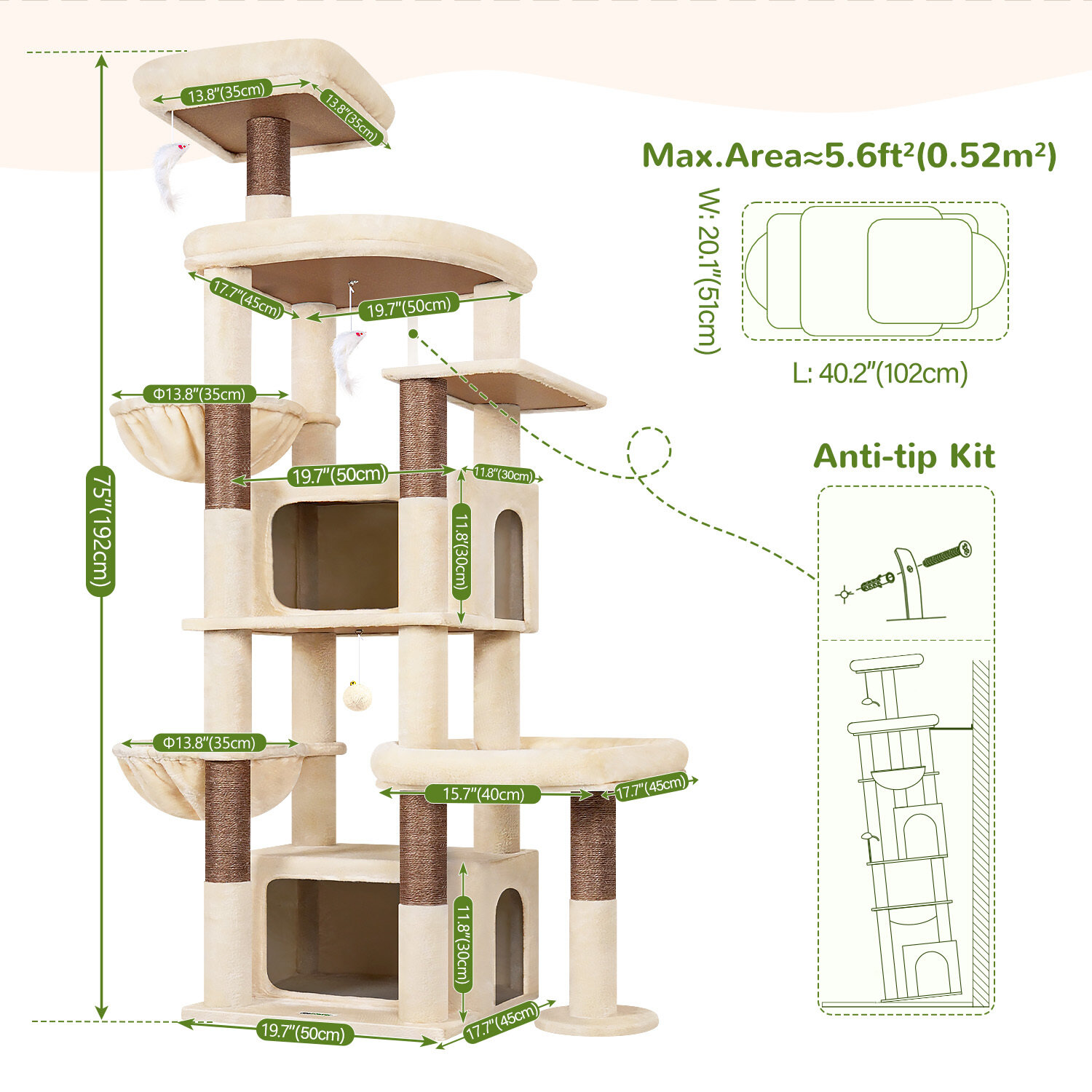 globlazer-s-series-s75-arbre-chat-beige-75-pouces-grand image 8