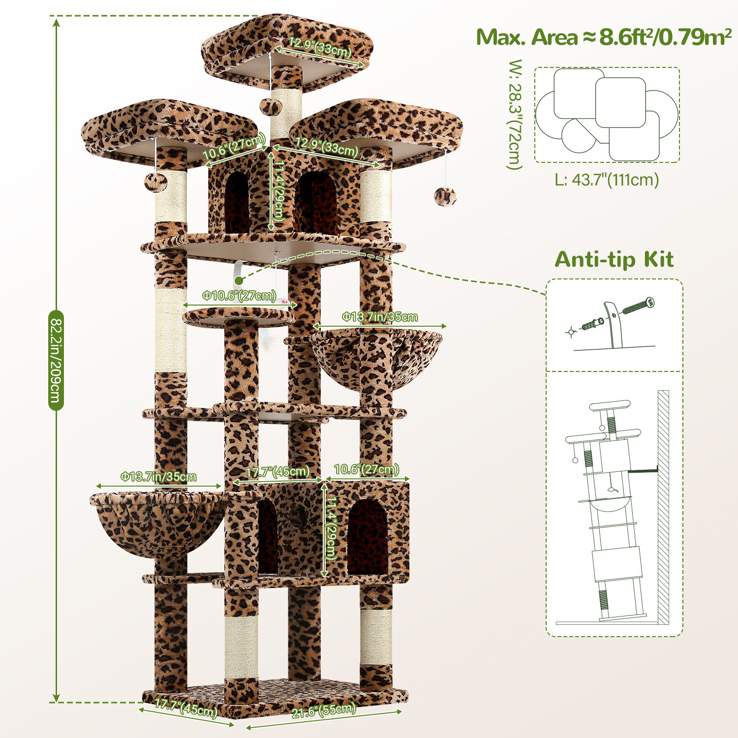 globlazer-f-series-f82-arbre-chat-l-opard-208-cm-xxl image 8