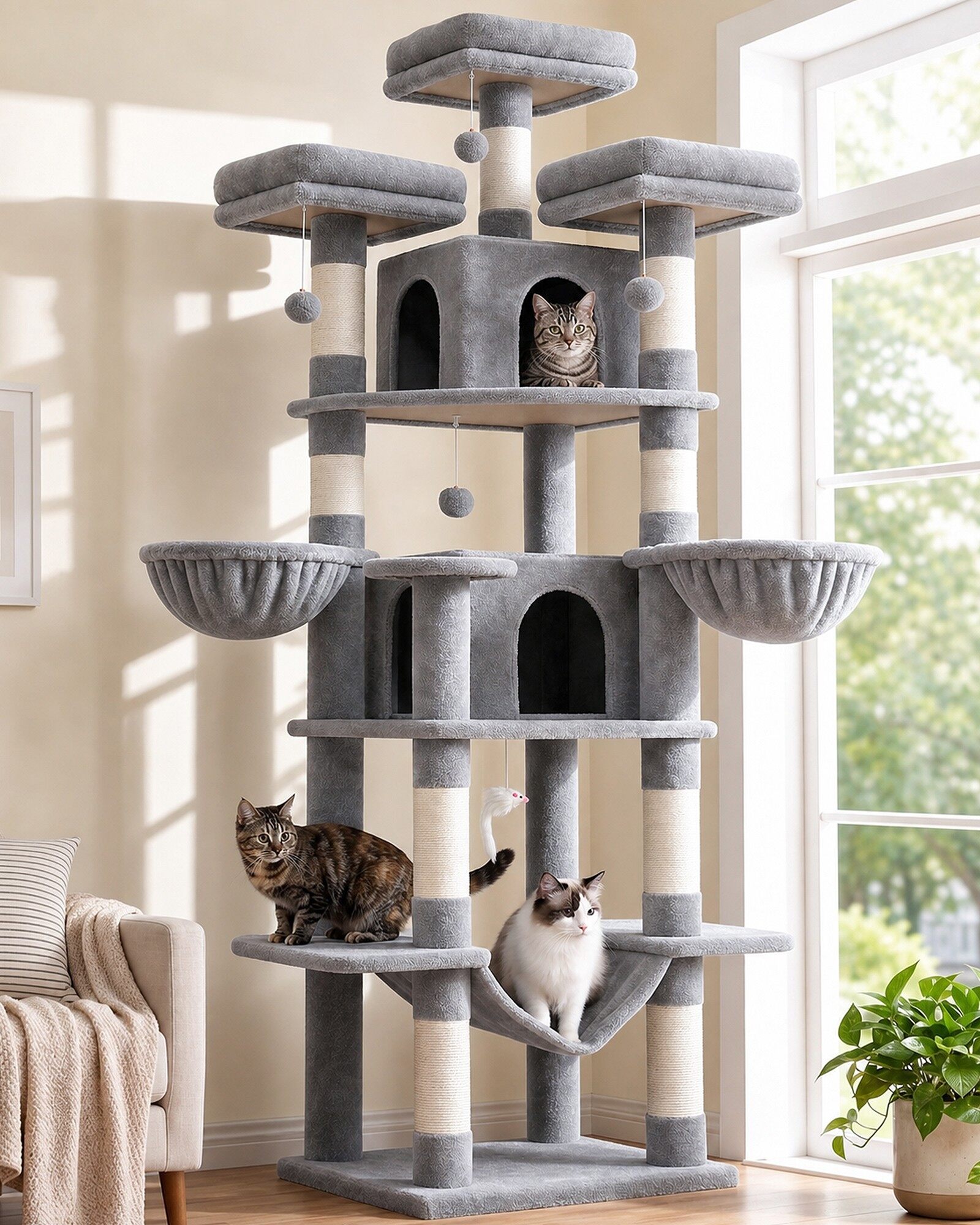 globlazer-f80-arbre-chat-gris-clair-203-cm-xl image 1
