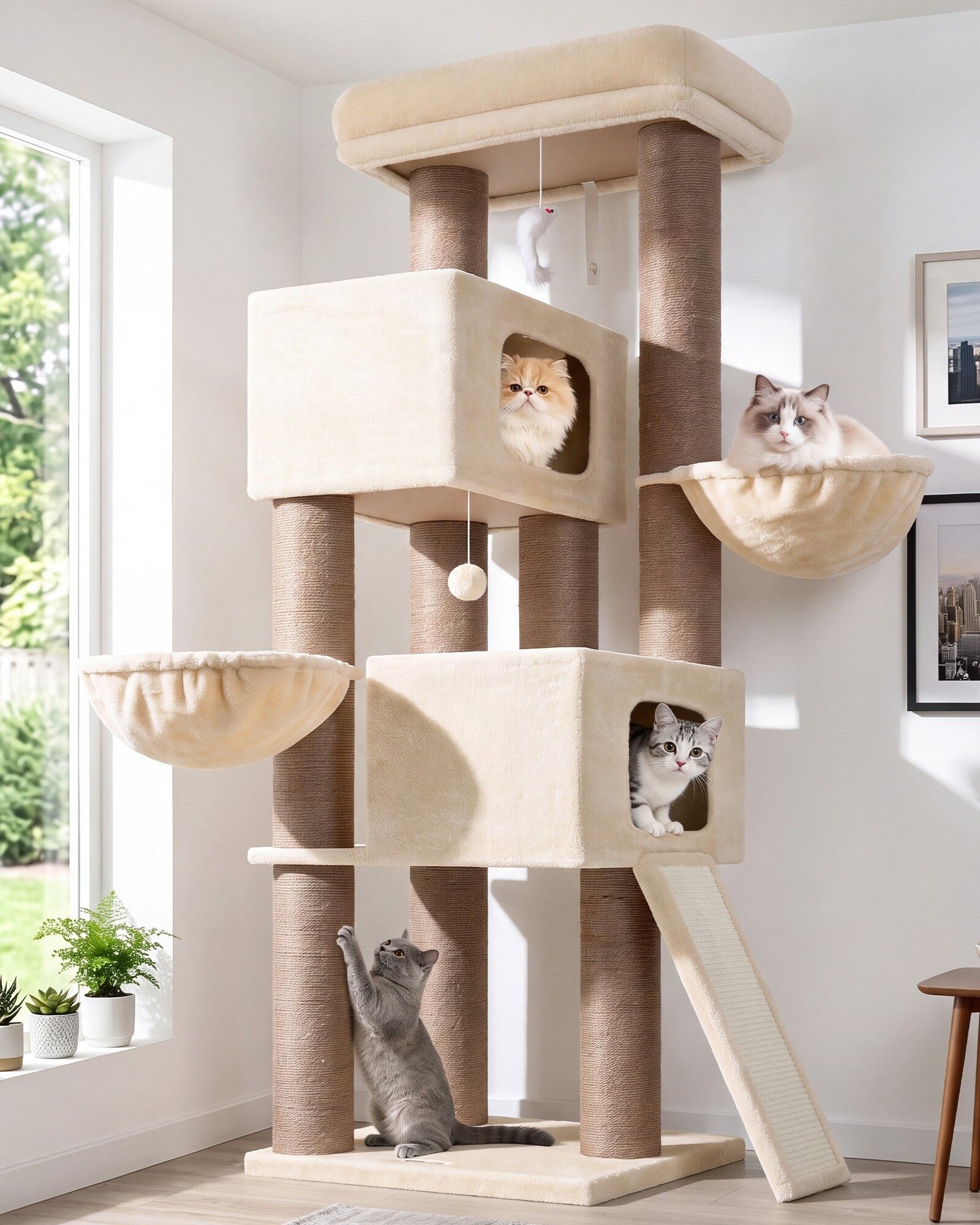 globlazer-s67-arbre-chat-170-cm-beige-griffoir-pais image 1