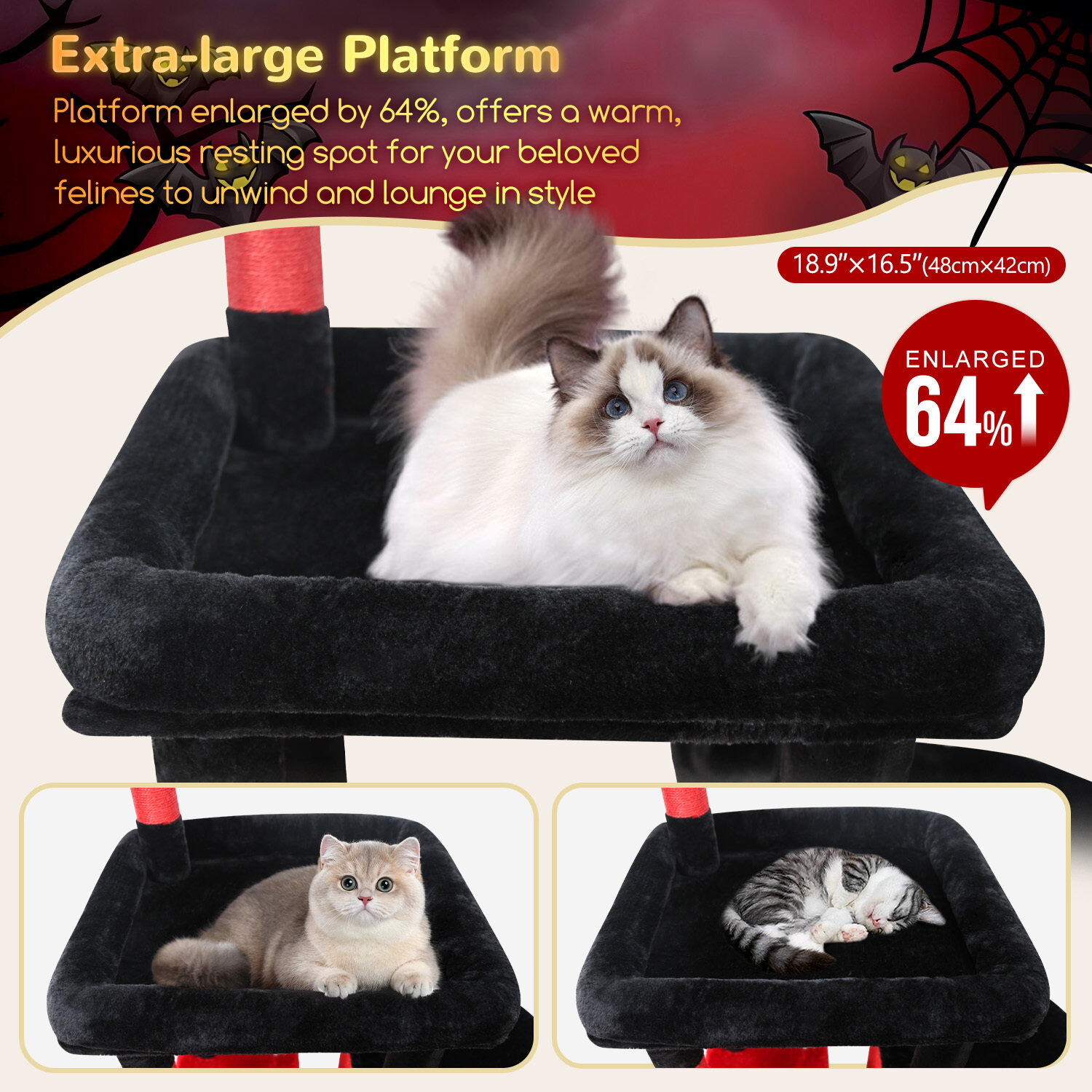 globlazer-f-series-f65b-arbre-chat-rouge-noir-65-pouces-design image 4