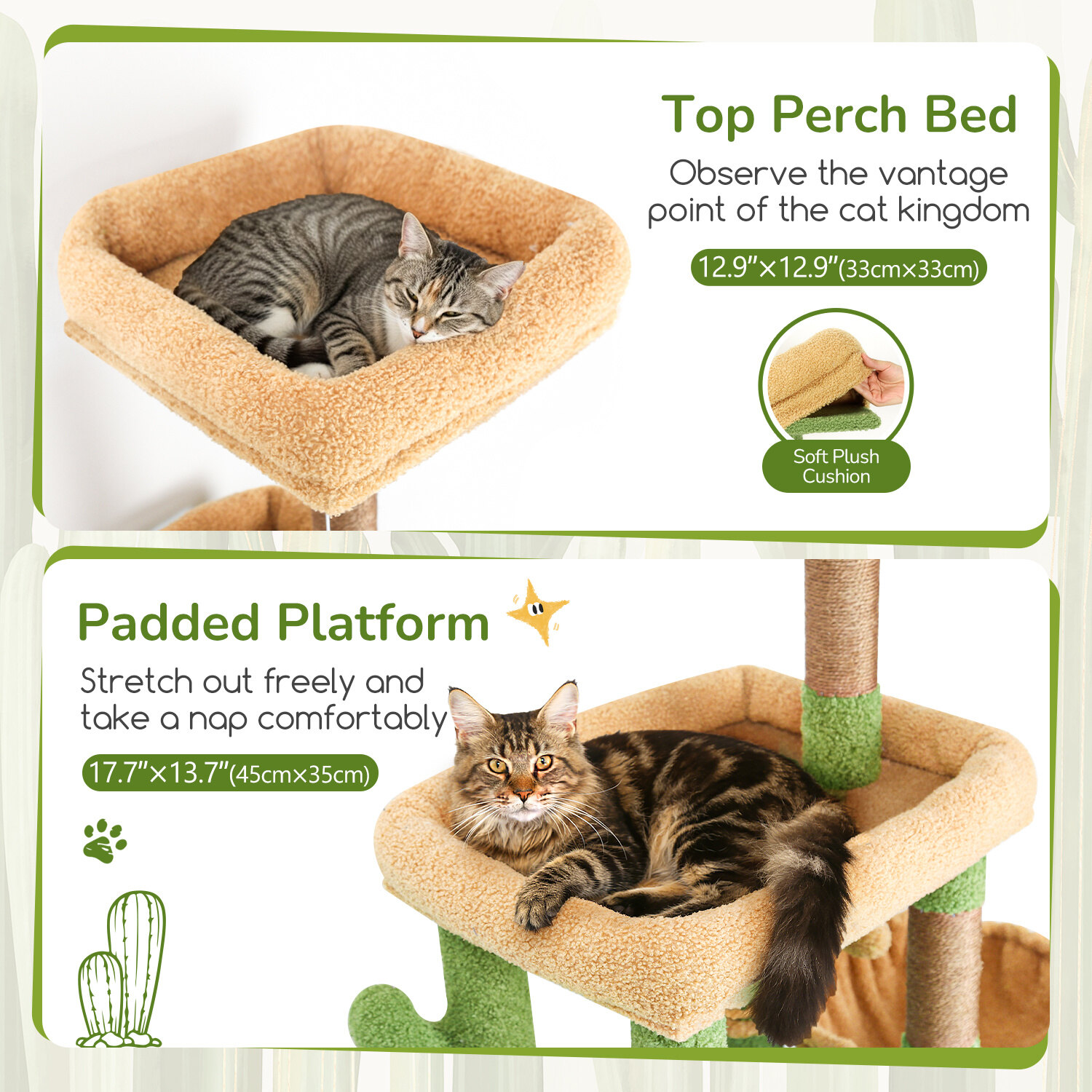 globlazer-s-series-s52-arbre-chat-vert-cactus-132-cm image 3