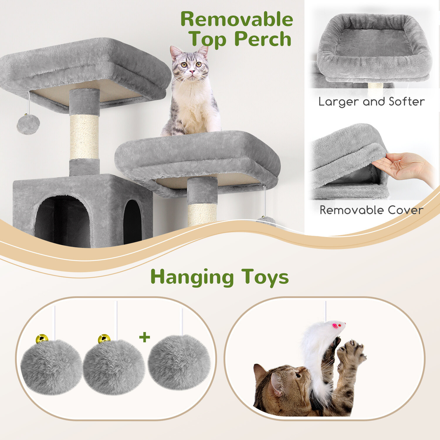 globlazer-f-series-f76-arbre-chat-gris-clair-76-pouces image 5