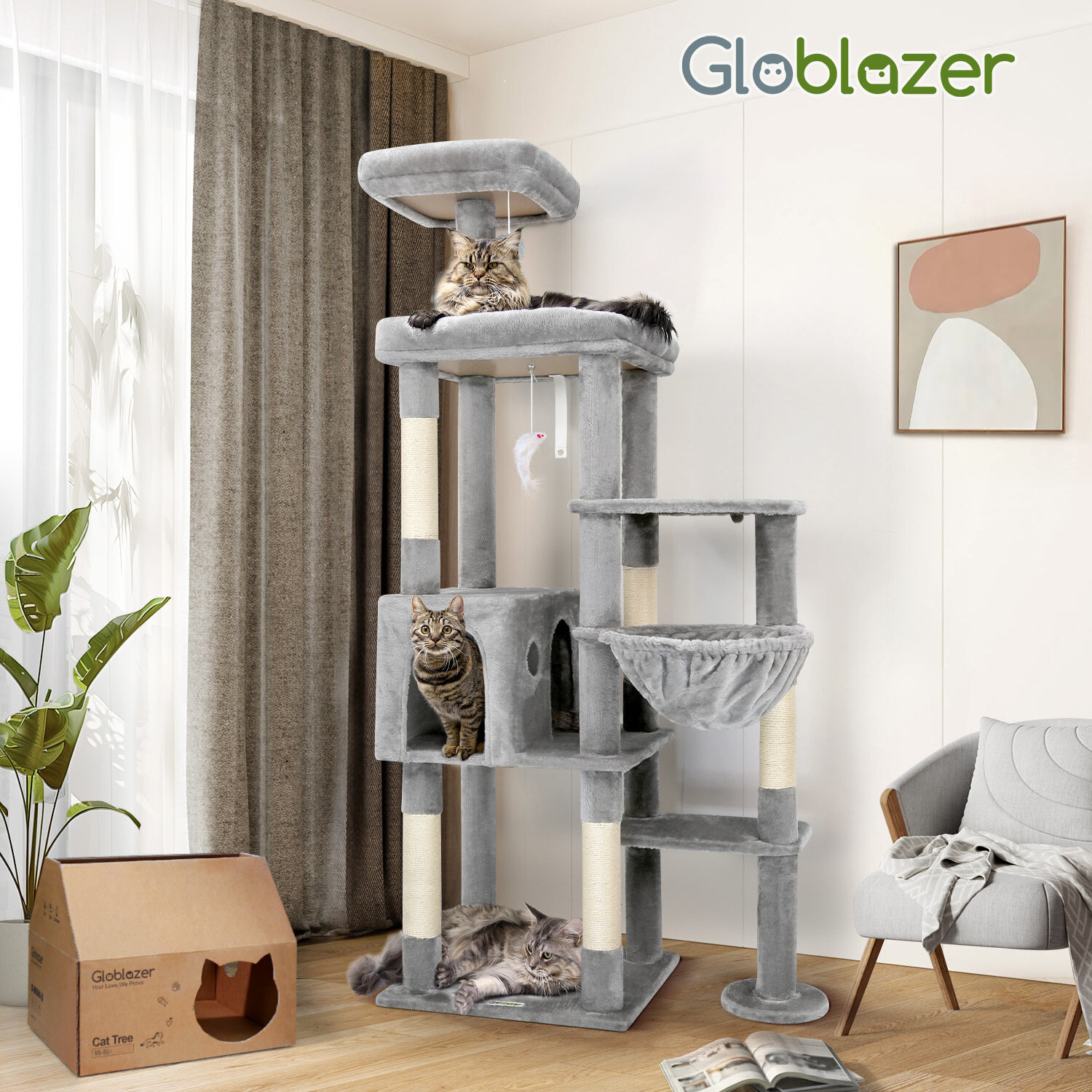 globlazer-f65b-arbre-chat-haut-gris-clair-165-cm image 6