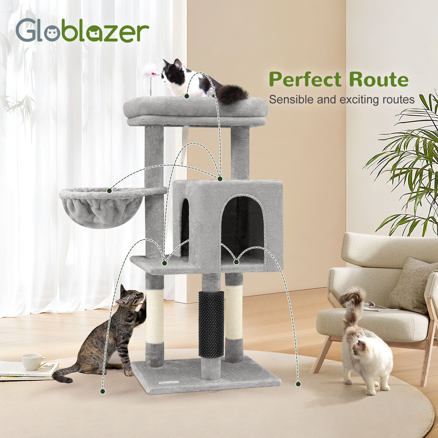 globlazer-f46b-arbre-chat-gris-clair-117-cm image 3
