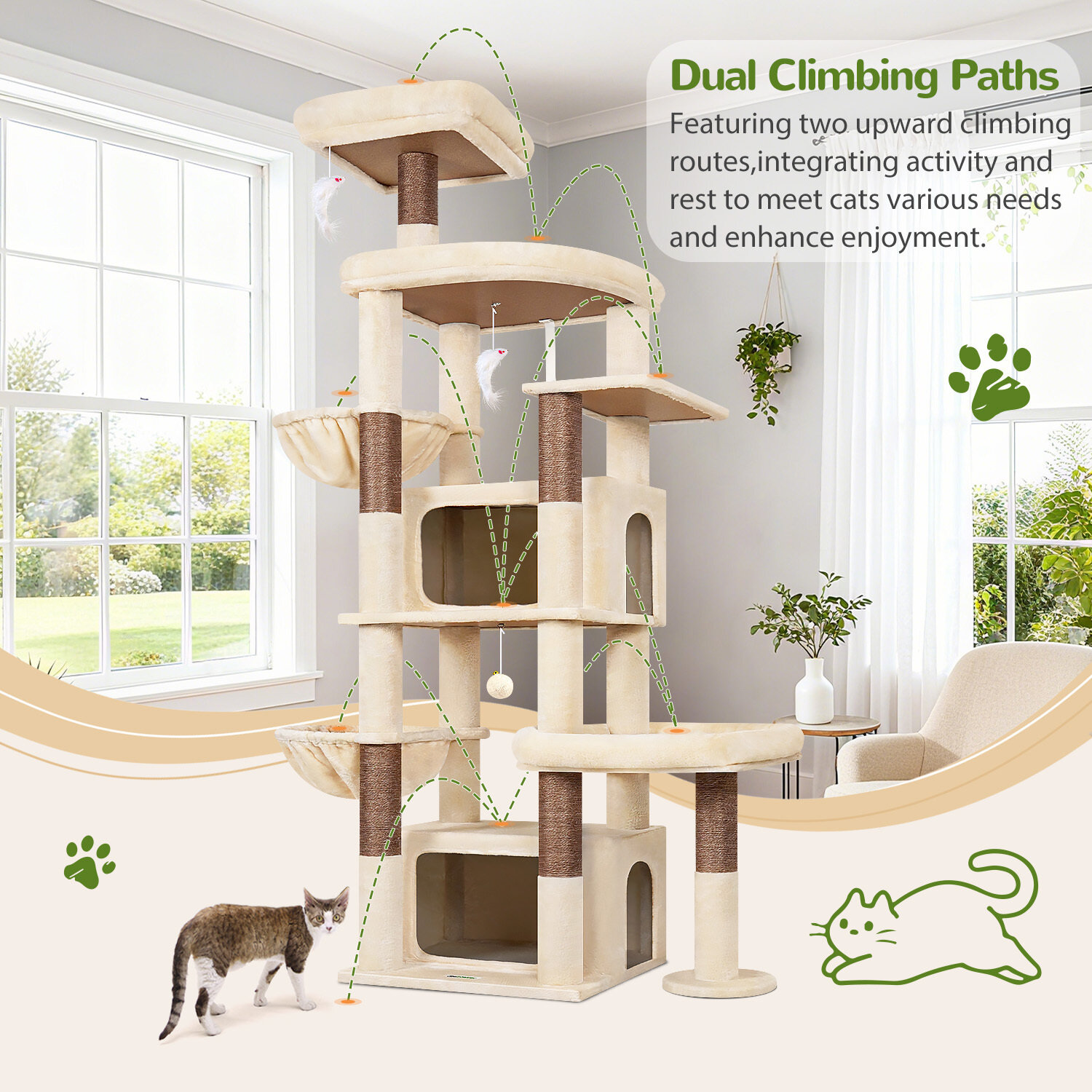 globlazer-s-series-s75-arbre-chat-beige-75-pouces-grand image 6
