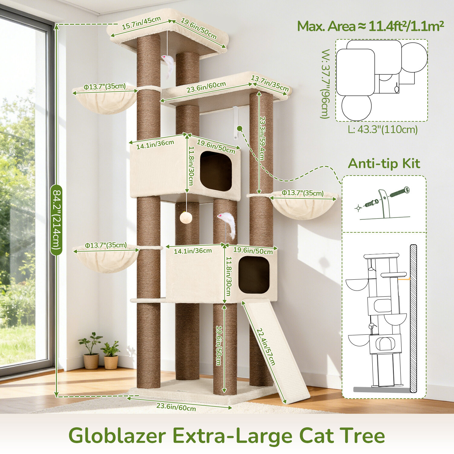 globlazer-s84-arbre-chat-beige-84-pouces-robuste-xxl image 8