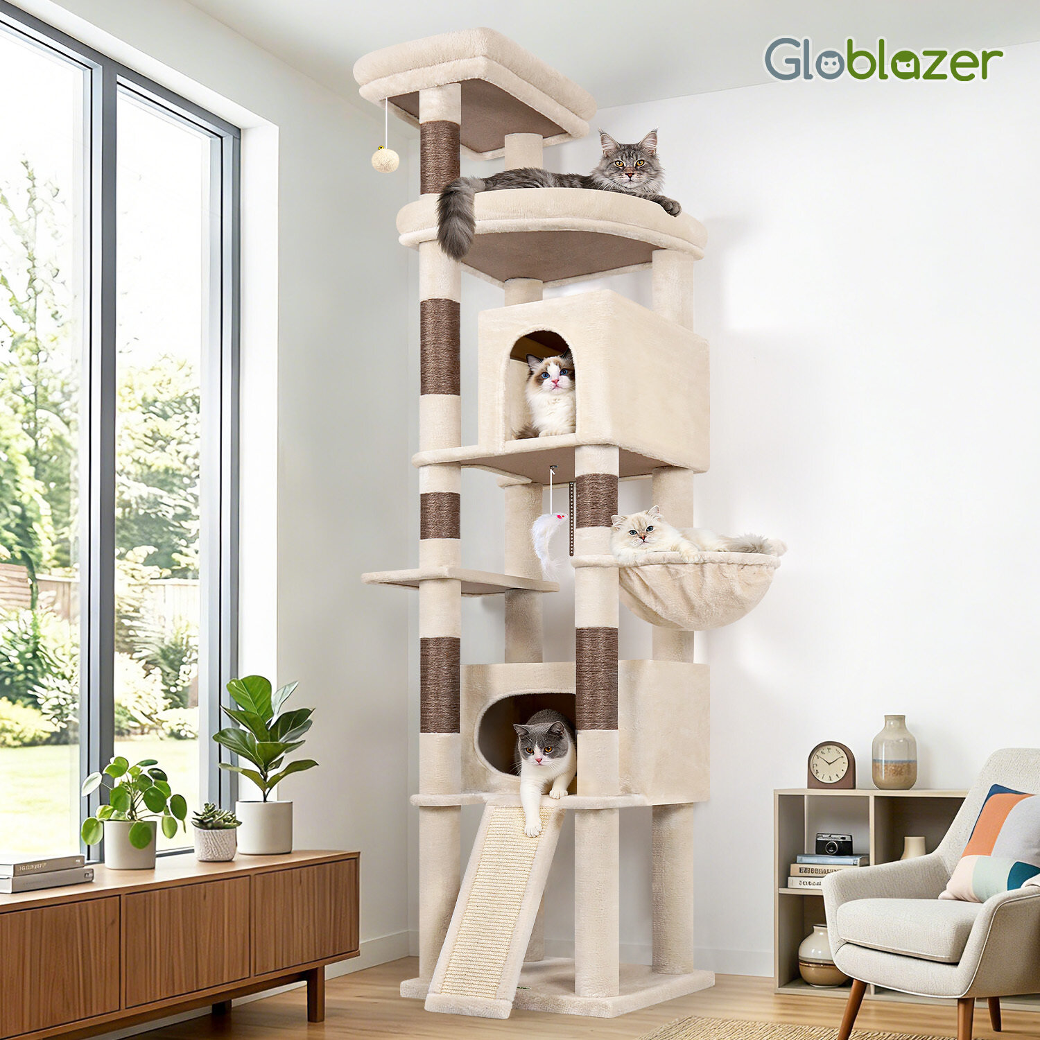 globlazer-f84b-f-series-arbre-chat-beige-84-pouces-grand image 8