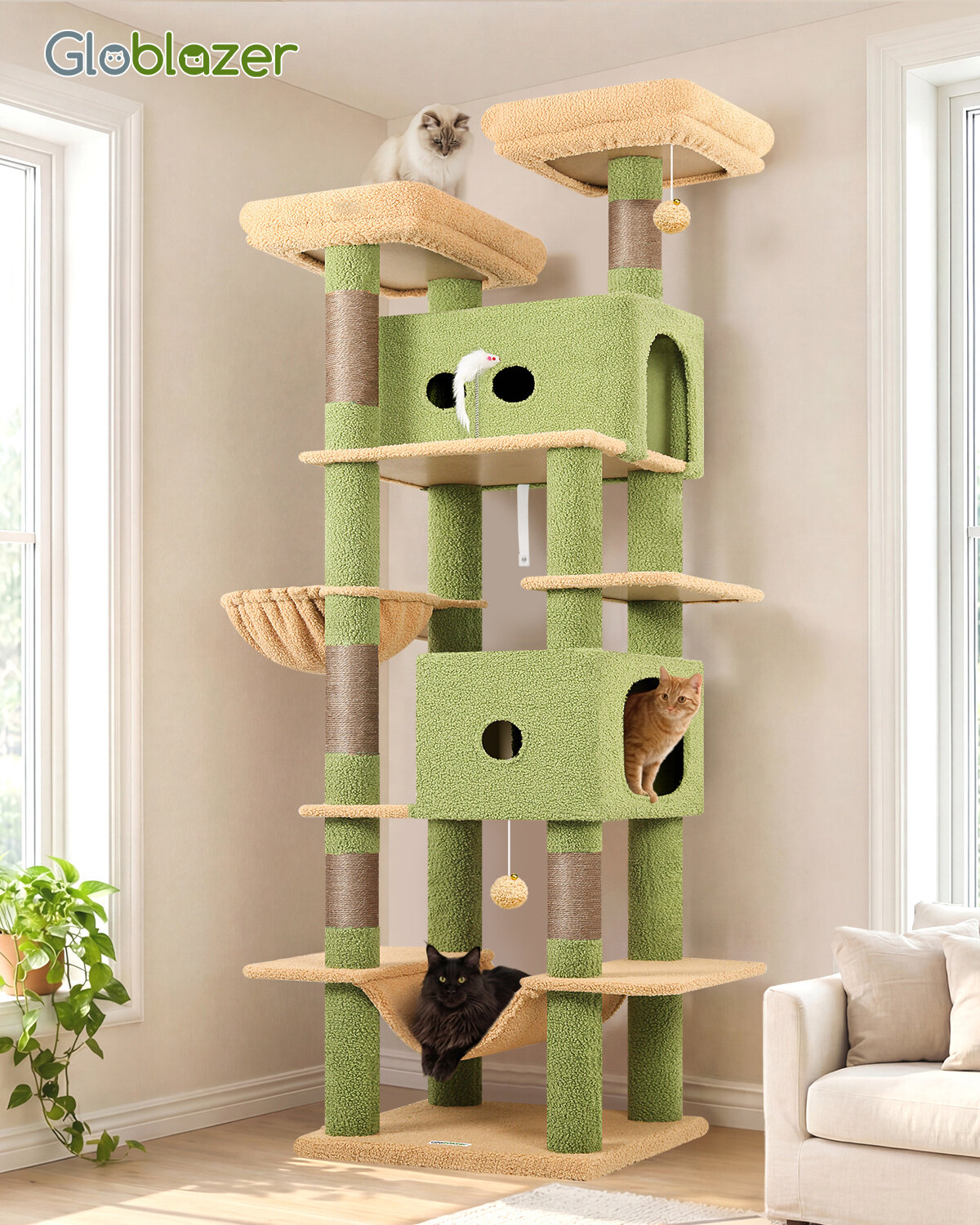 globlazer-s80b-arbre-chat-vert-cactus-80-pouces image 8