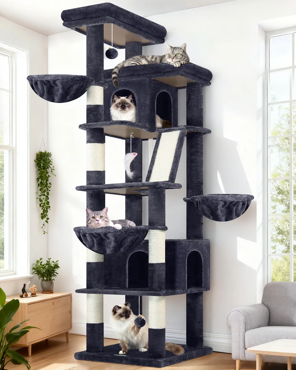 globlazer-s80g-arbre-chat-xxl-203-cm-gris-fonc-robuste image 1