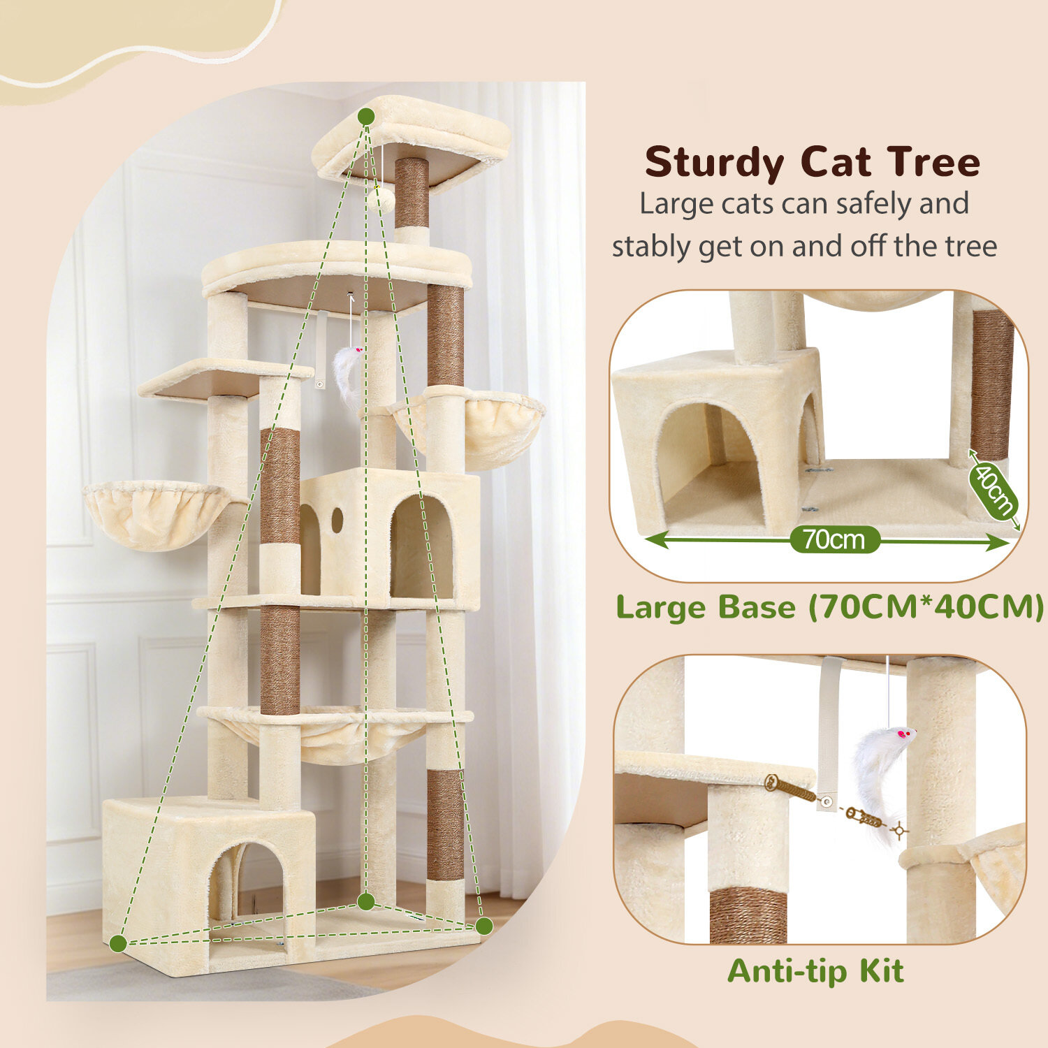 globlazer-s-series-s76b-arbre-chat-beige-193-cm image 7