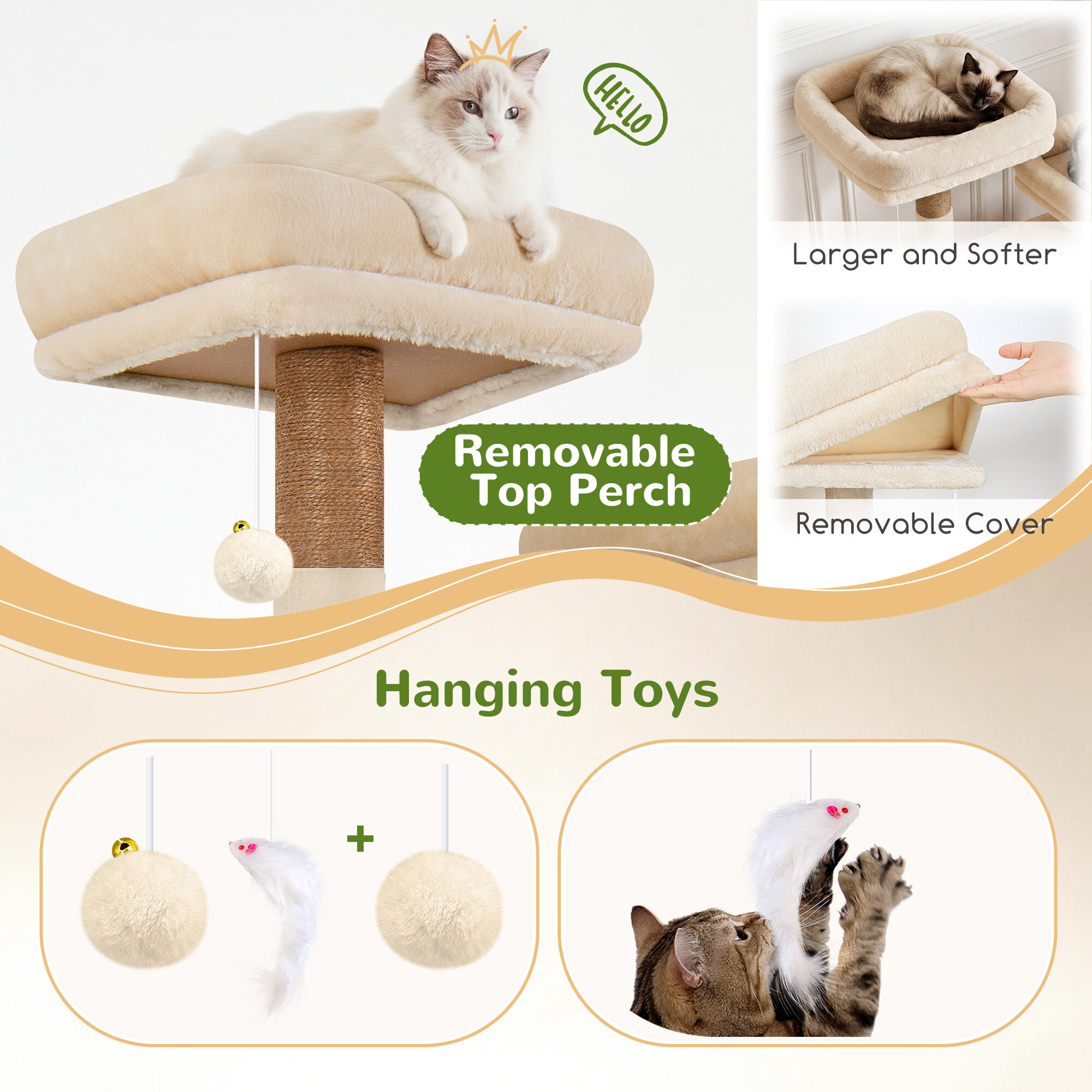globlazer-f64b-arbre-chat-beige-163-cm image 7