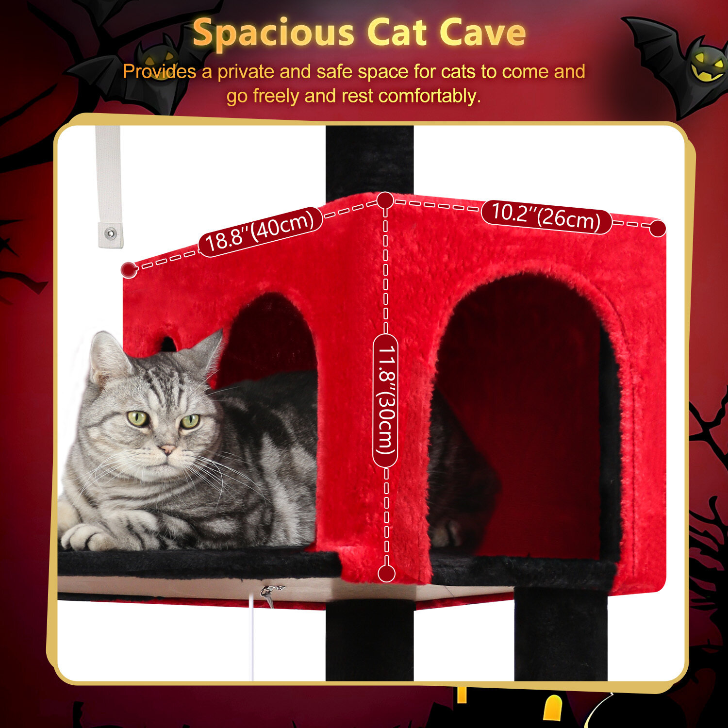 globlazer-f53-arbre-chat-135-cm-rouge-noir-gothique image 4