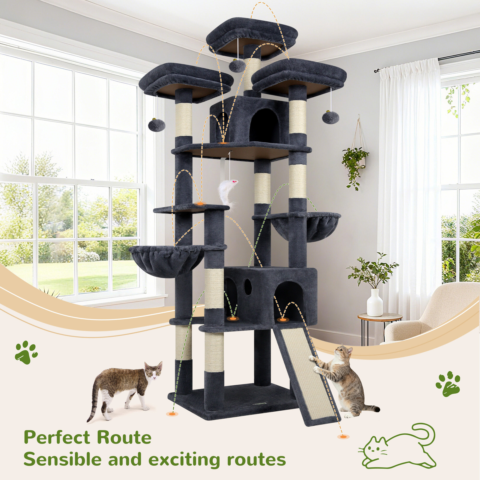 globlazer-f-series-f83d-arbre-chat-gris-fonc-83-pouces image 7