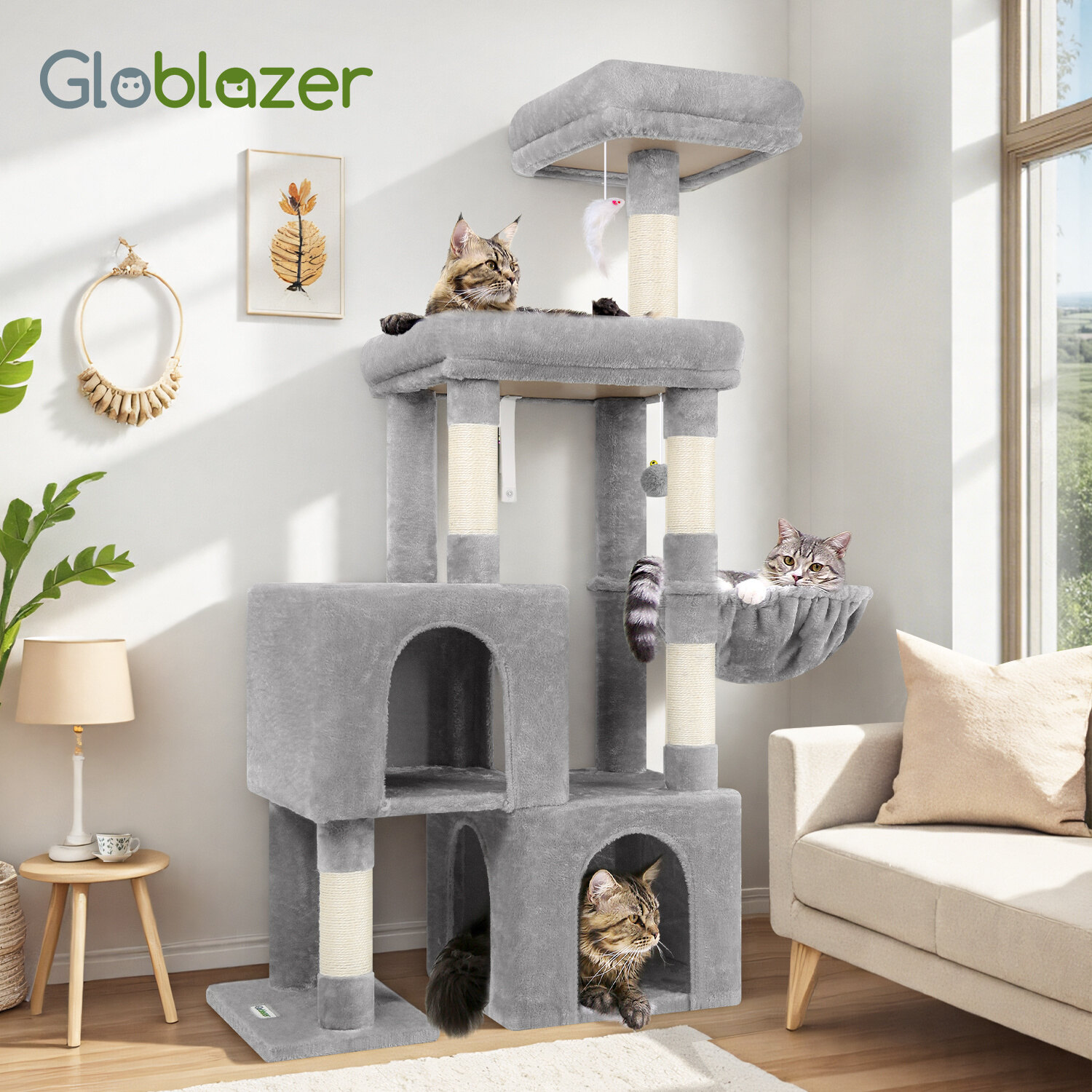 globlazer-s-series-s52-arbre-chat-gris-clair-132-cm-robuste image 8