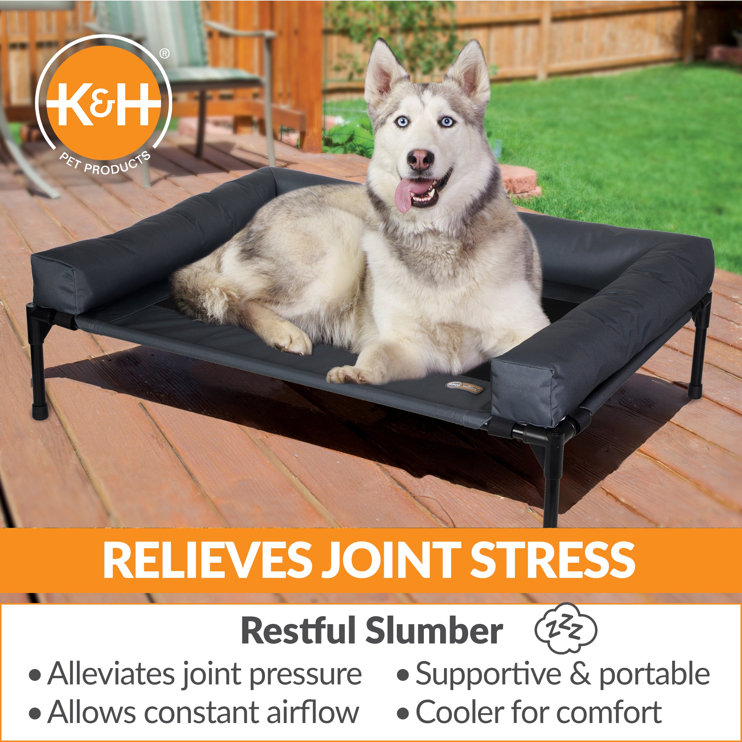 k-h-original-bolster-pet-cot-lit-chien-sur-lev-large-charcoal-imperm-able image 4