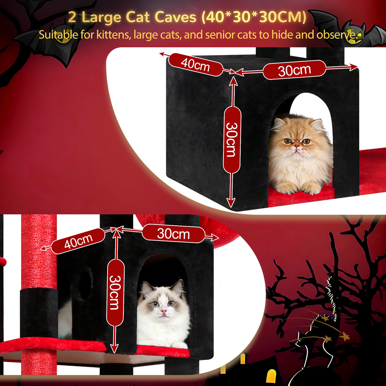 globlazer-s-series-s76b-arbre-chat-rouge-noir-76-pouces image 3