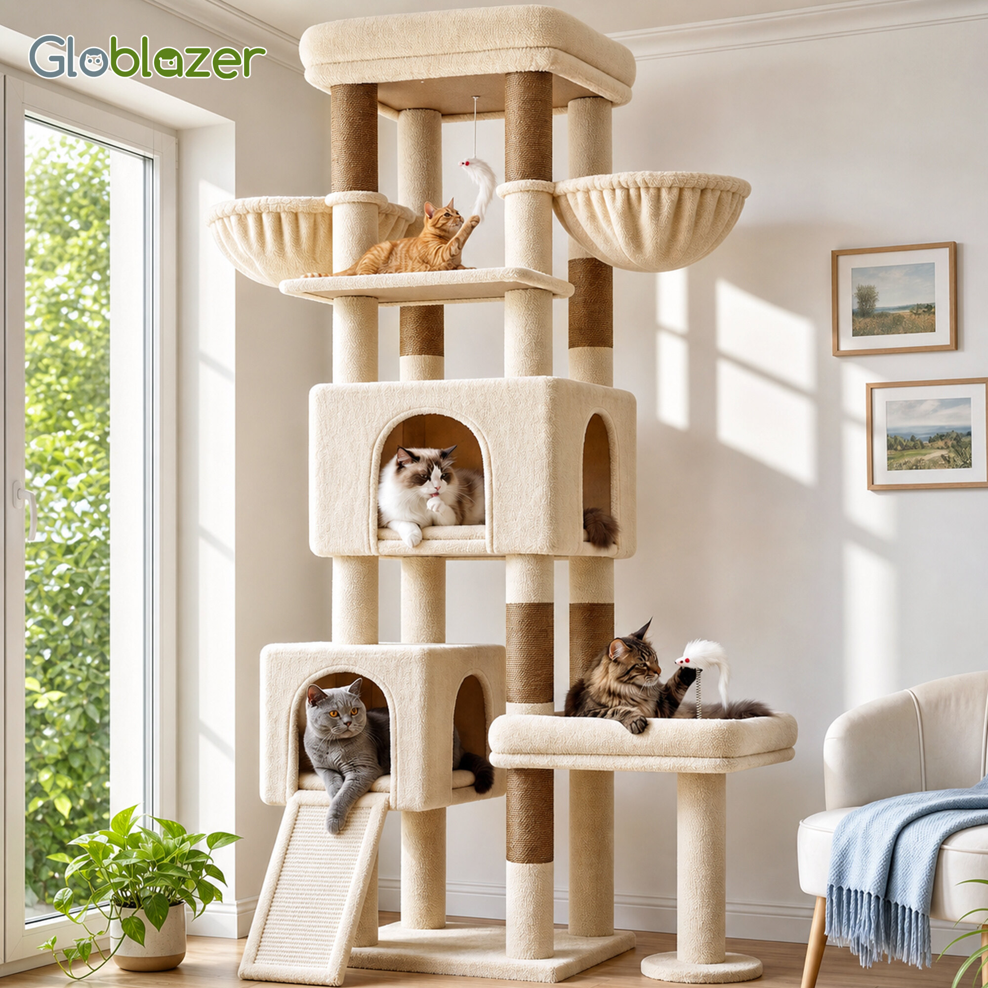 globlazer-s-series-s73b-arbre-chat-beige-185-cm-robust image 3