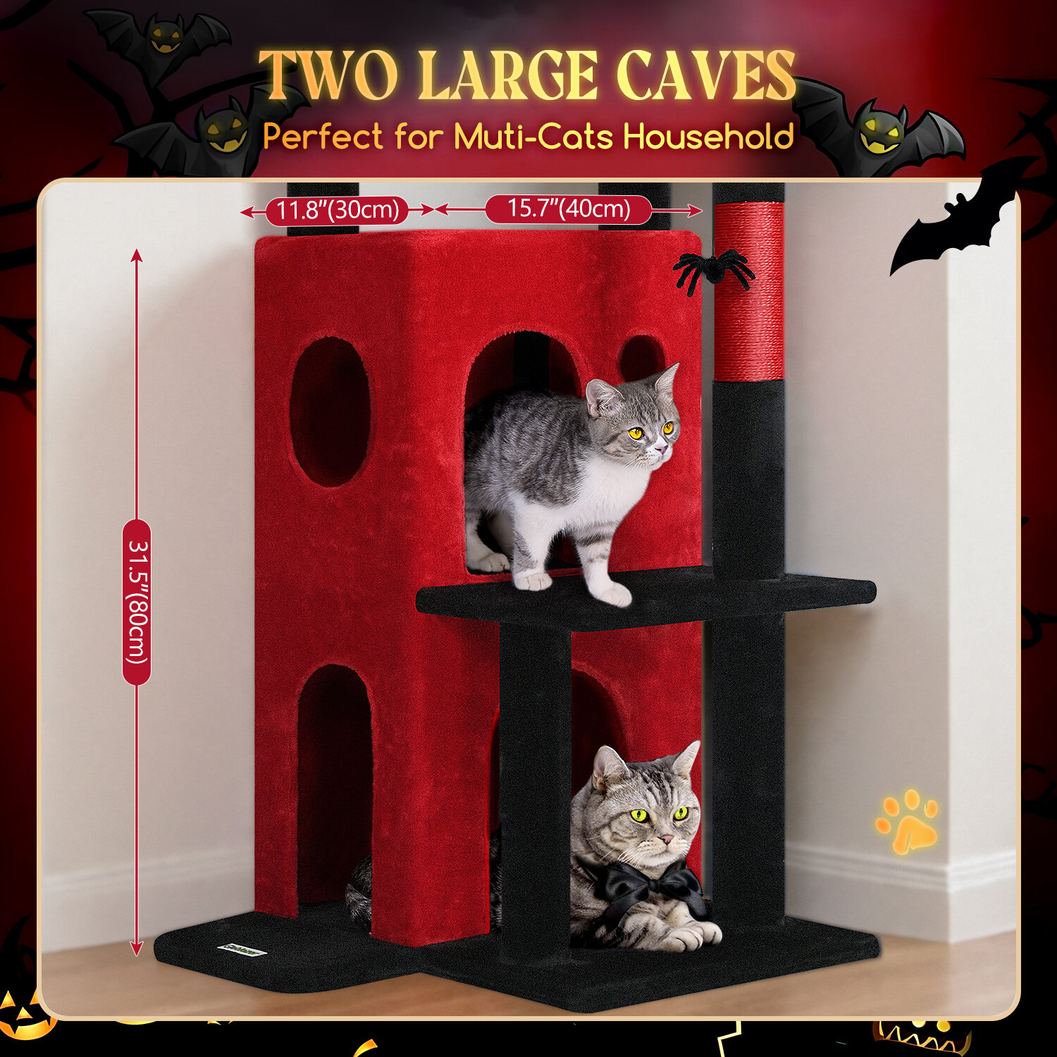 globlazer-fc50-arbre-chat-rouge-noir-50-pouces-grands-chats image 5