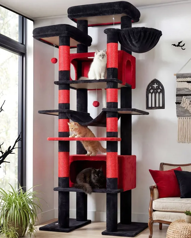 globlazer-f83b-arbre-chat-rouge-noir-83-pouces image 1