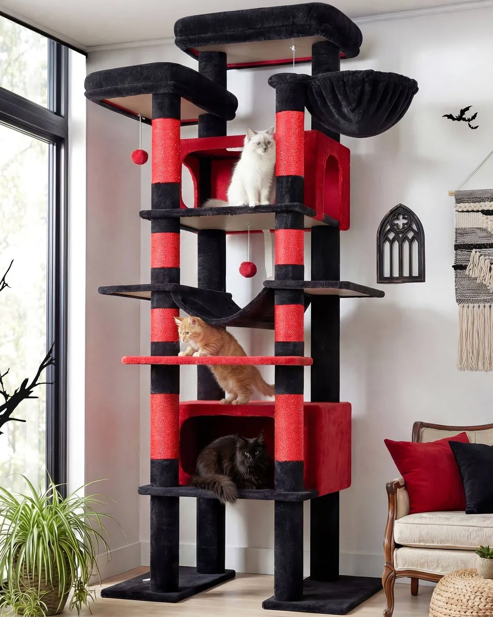 globlazer-f83b-arbre-chat-rouge-noir-83-pouces image 1