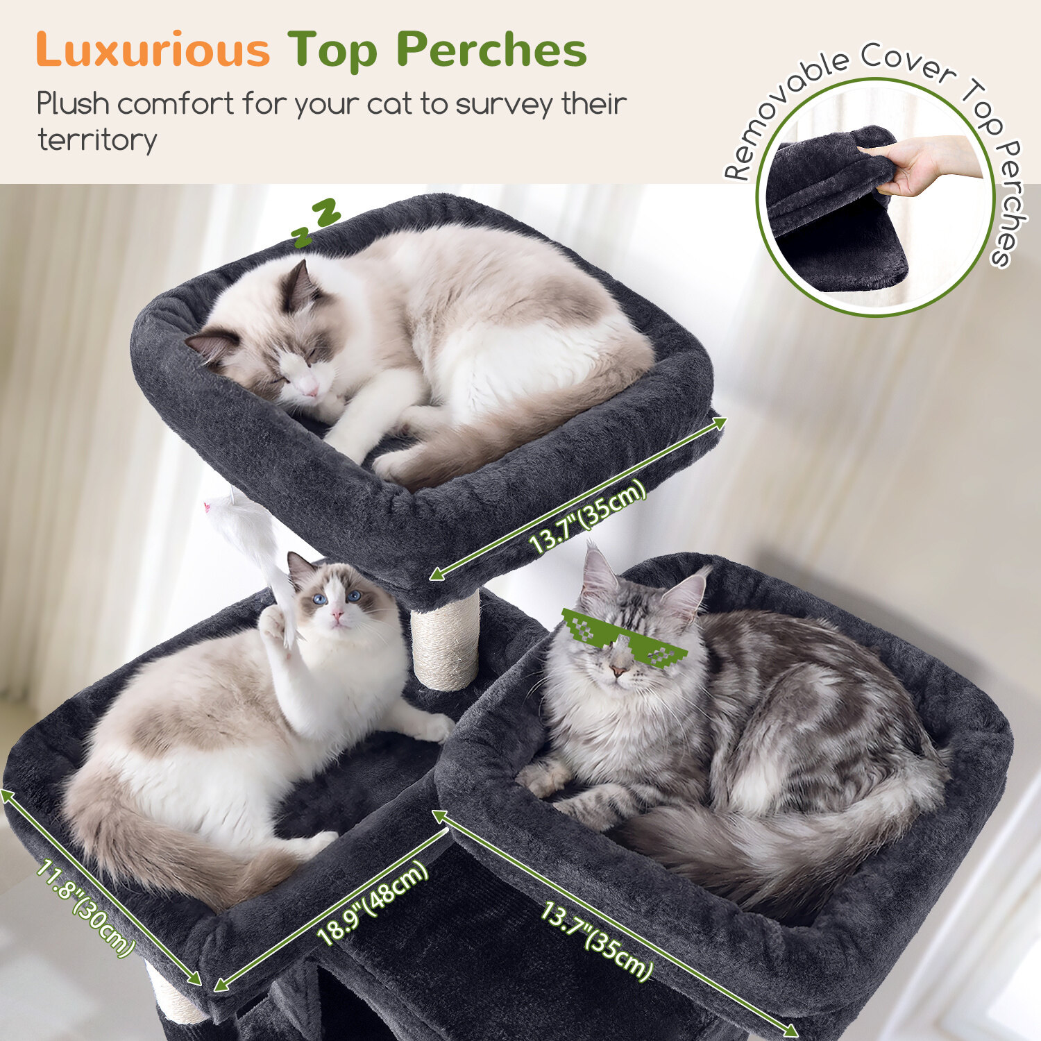 globlazer-f-series-f73c-arbre-chat-gris-fonc-73-pouces image 3