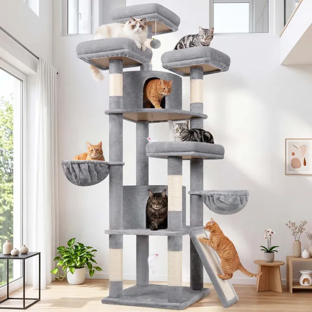 globlazer-f-series-f80h-arbre-chat-gris-clair-80-pouces-grand-chat image 1
