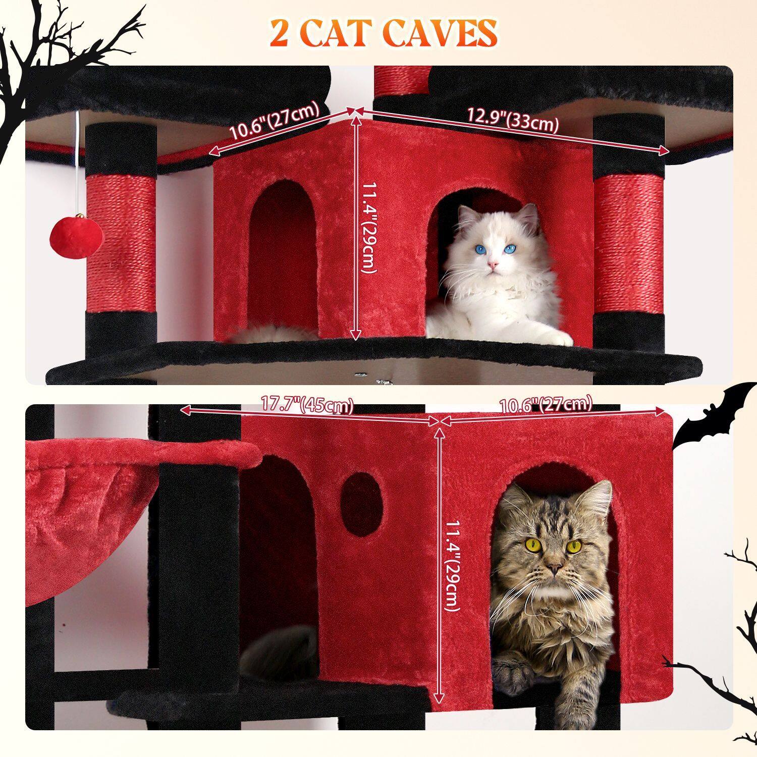 globlazer-f82-arbre-chat-208-cm-rouge-noir-avec-hamac image 4