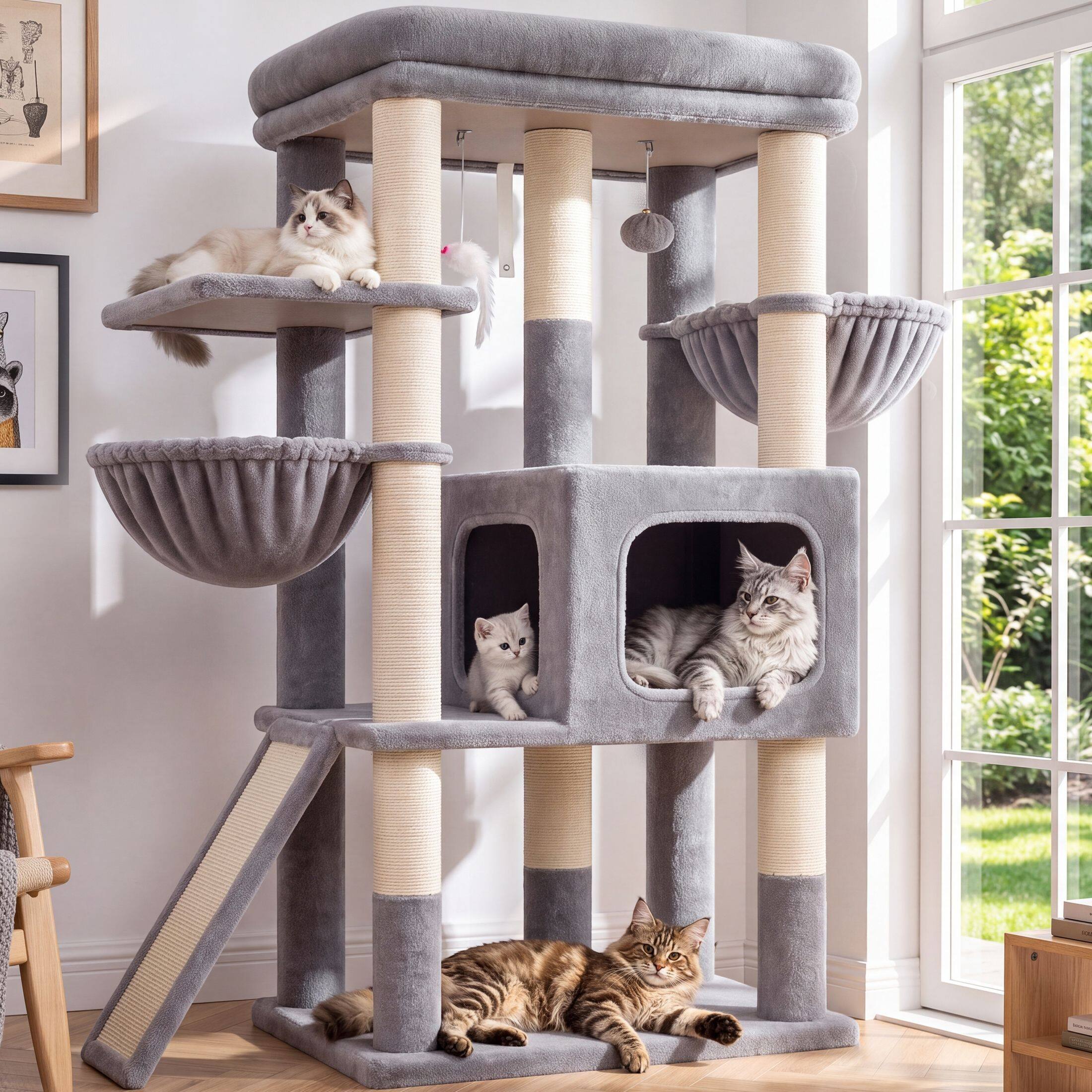globlazer-s-series-52-pouces-arbre-chat-gris-clair-plateforme-xl image 1