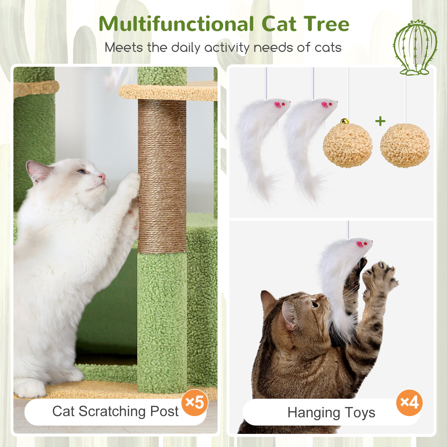 globlazer-f-series-f80f-arbre-chat-vert-cactus-80-pouces-grand image 6