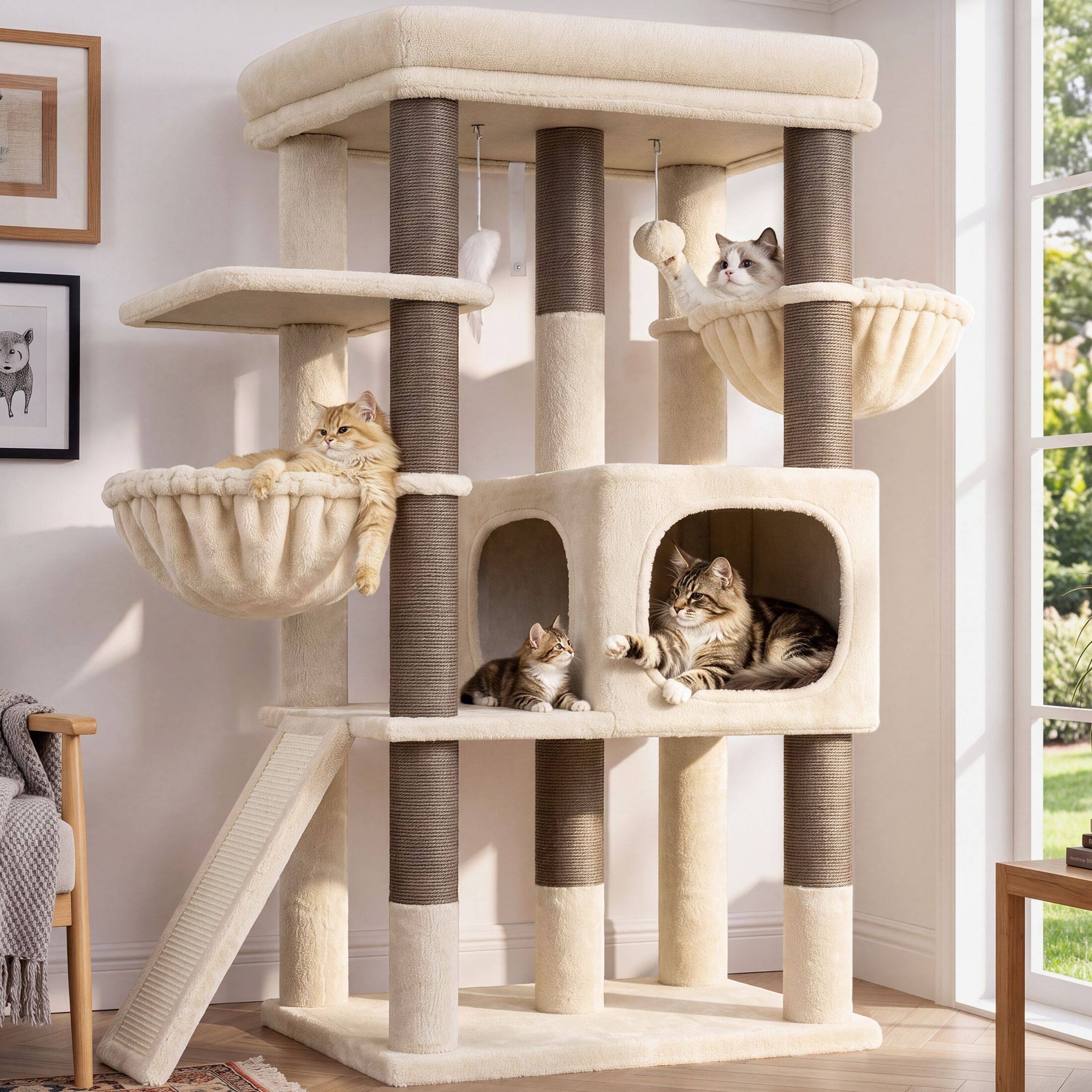 globlazer-52-pouces-arbre-chat-beige-plateforme-xl image 1