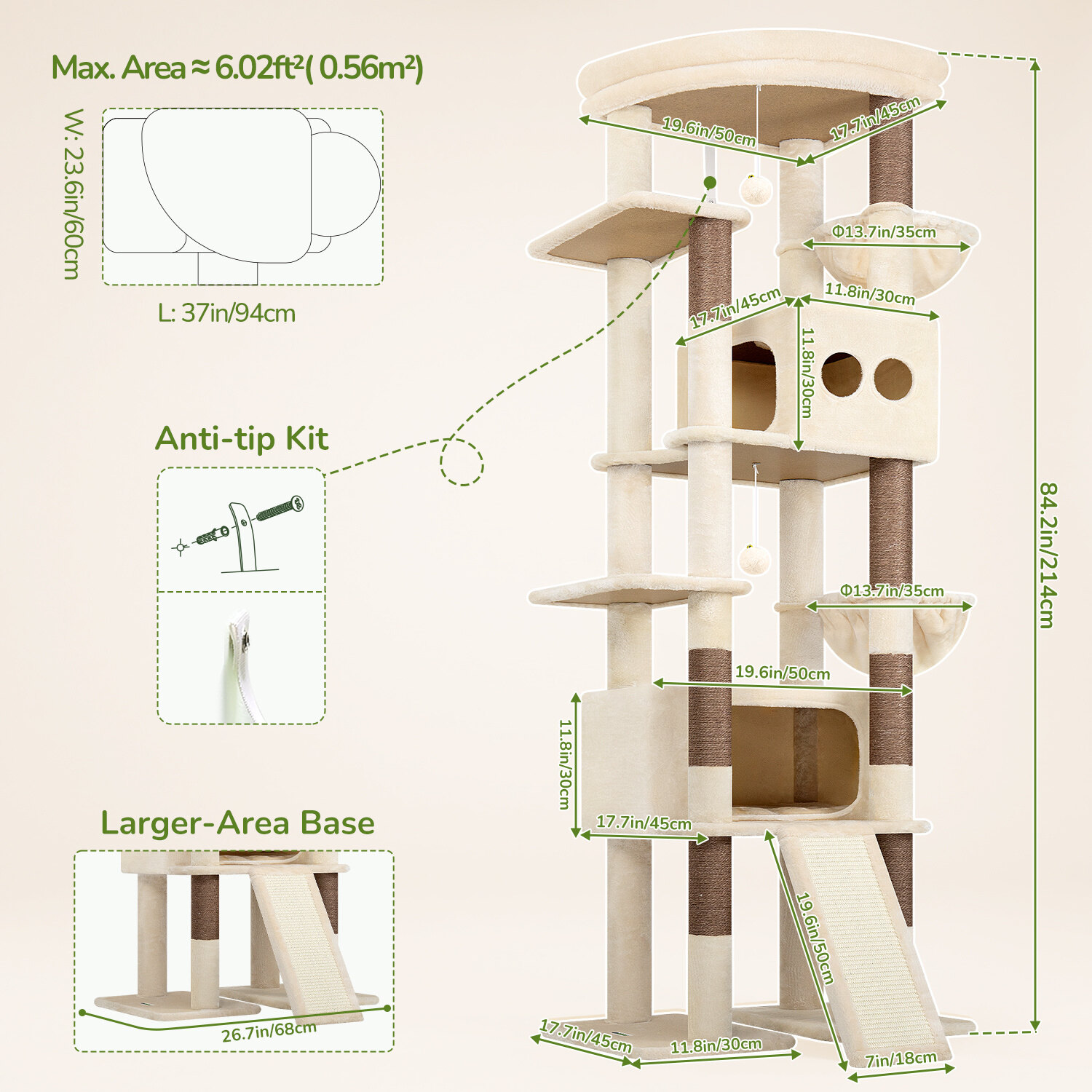 globlazer-s-series-s84e-arbre-chat-beige-213-cm image 7