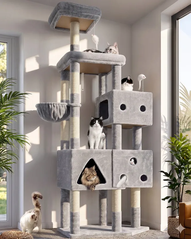 globlazer-f-series-f81-arbre-chat-grand-chat-gris-206-cm image 1