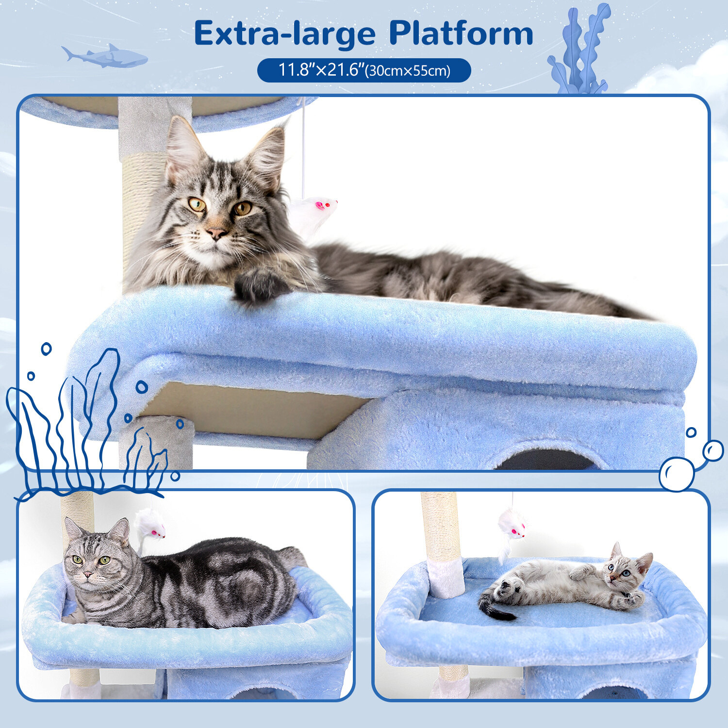 globlazer-s72-arbre-chat-bleu-oc-an-72-pouces-grand image 4