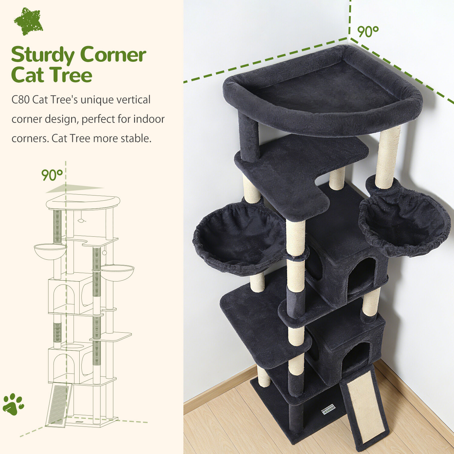 globlazer-c-series-c80-arbre-chat-gris-fonc-80-pouces image 3