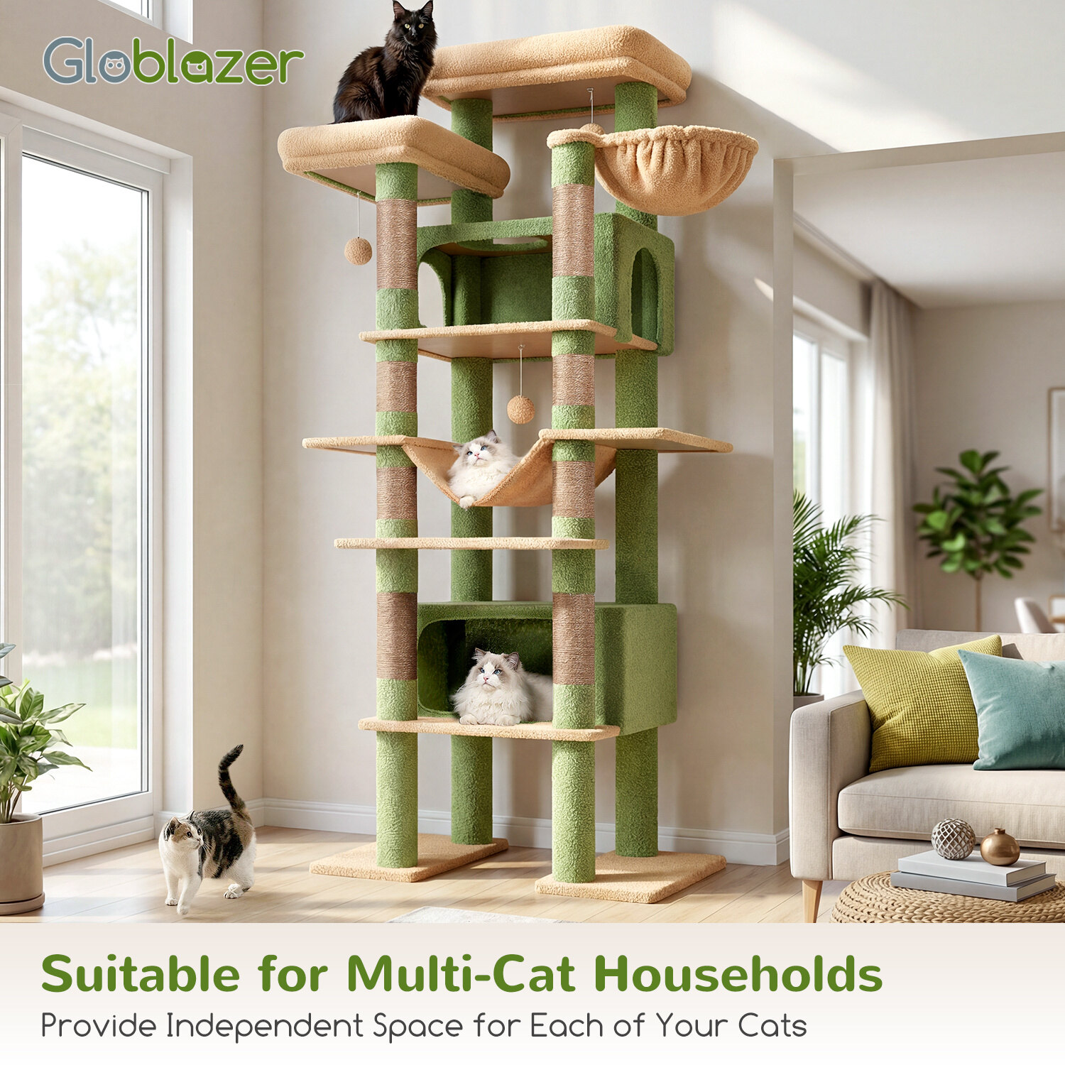 globlazer-f-series-f83b-arbre-chat-vert-cactus-83-pouces image 8