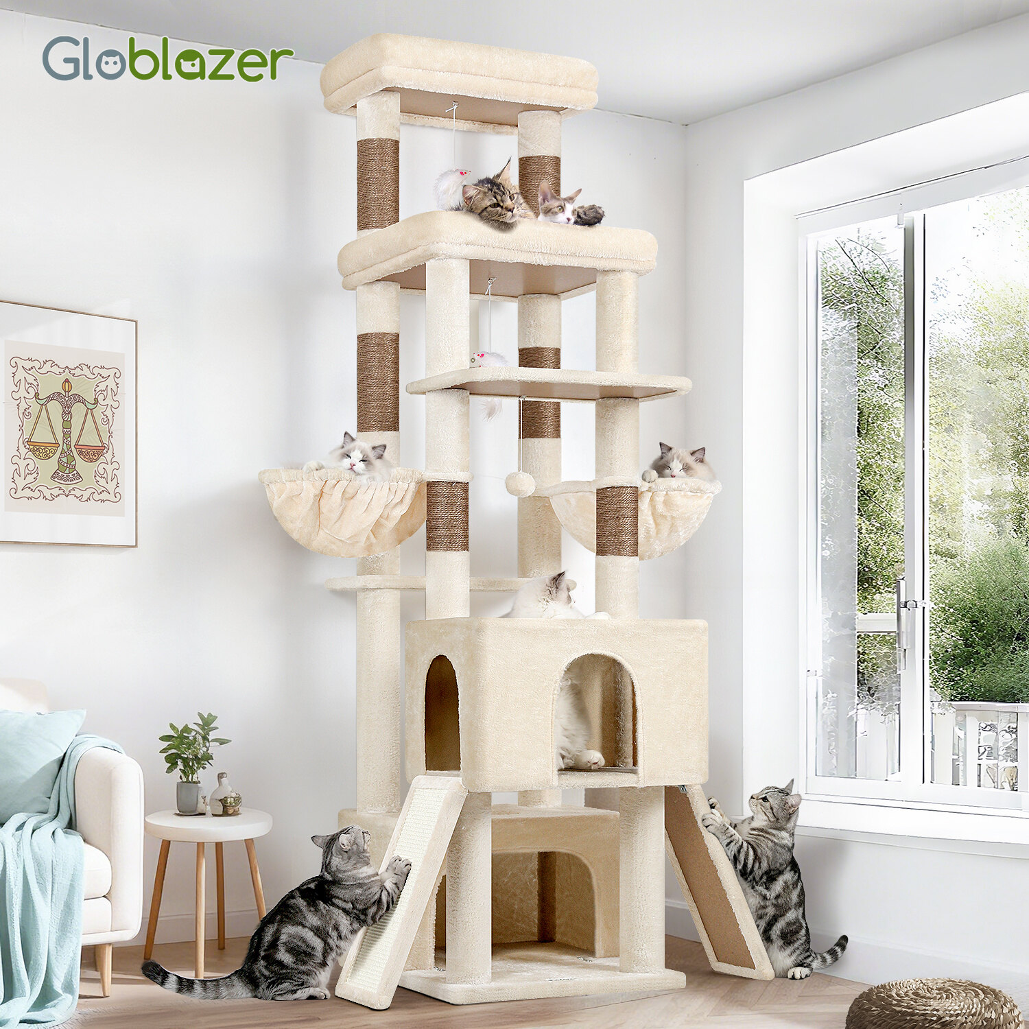 globlazer-z-series-z78-arbre-chat-beige-78-pouces-grand-haut image 7