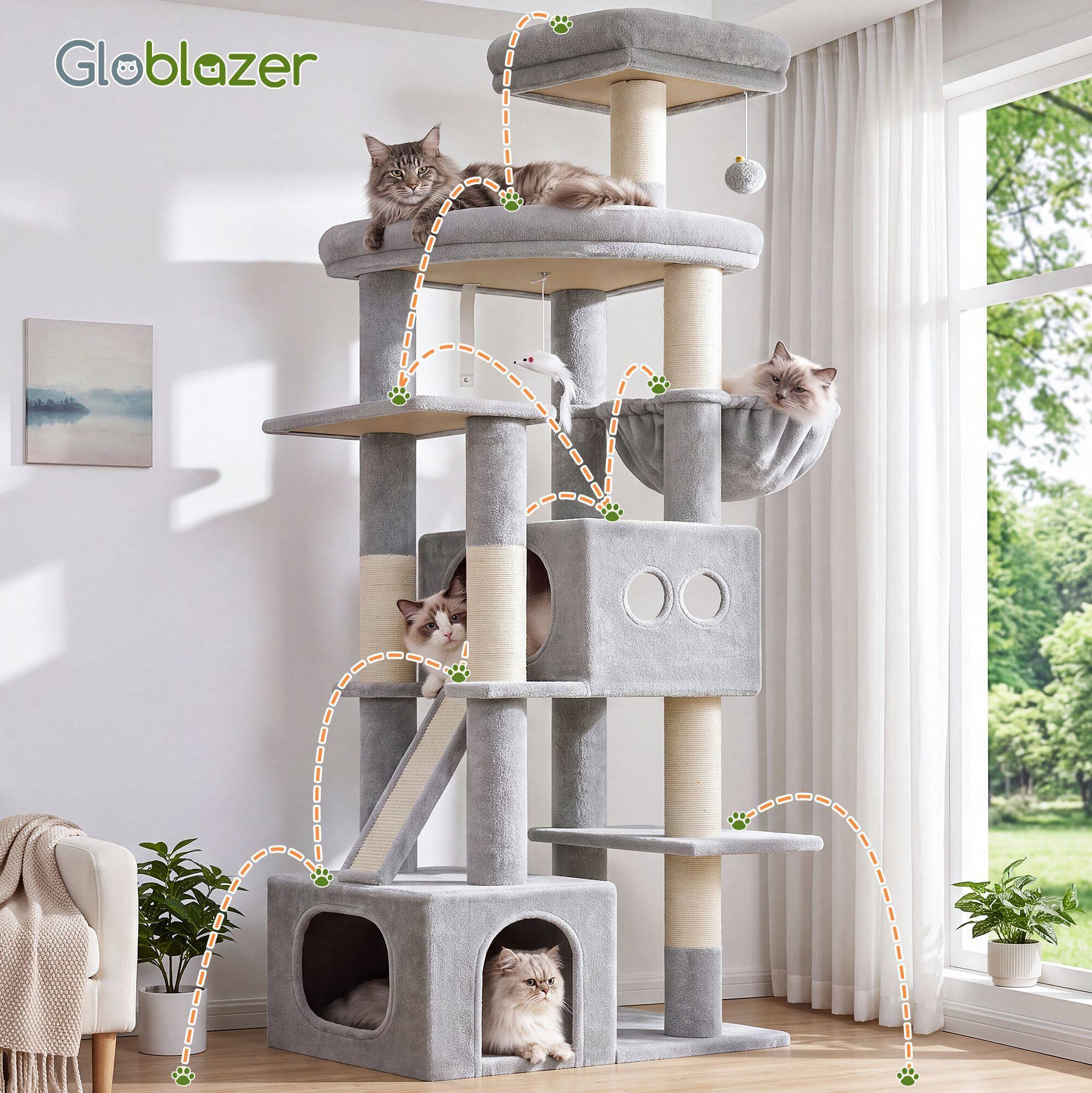 globlazer-f74-arbre-chat-74-pouces-gris-clair-robuste image 3