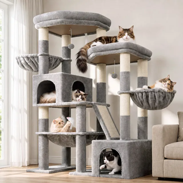 globlazer-s59-arbre-chat-150-cm-gris-clair-compact image 1