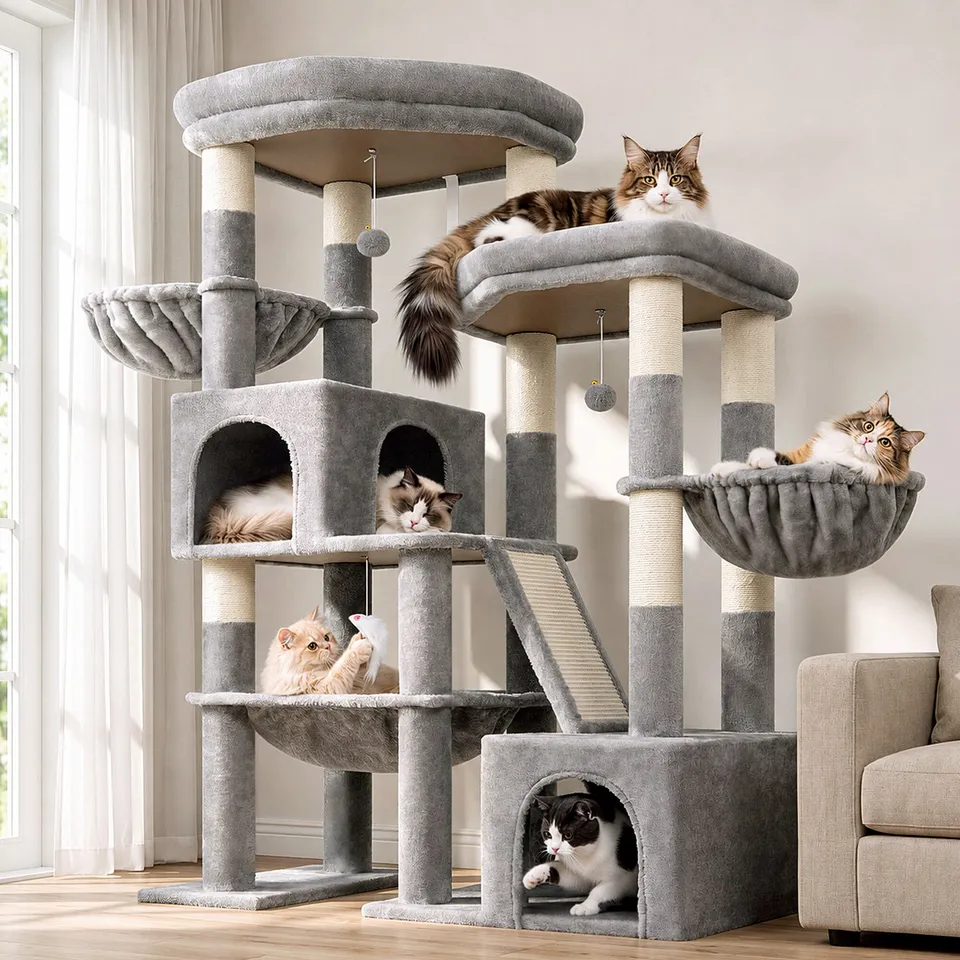 globlazer-s59-arbre-chat-150-cm-gris-clair-compact image 1