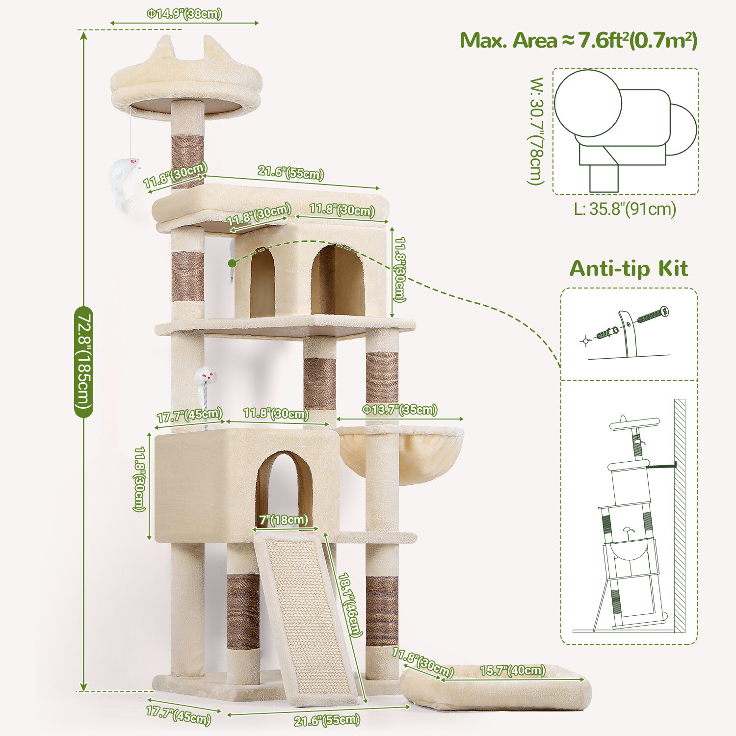 globlazer-s72-s-series-arbre-chat-beige-183-cm-robuste image 8