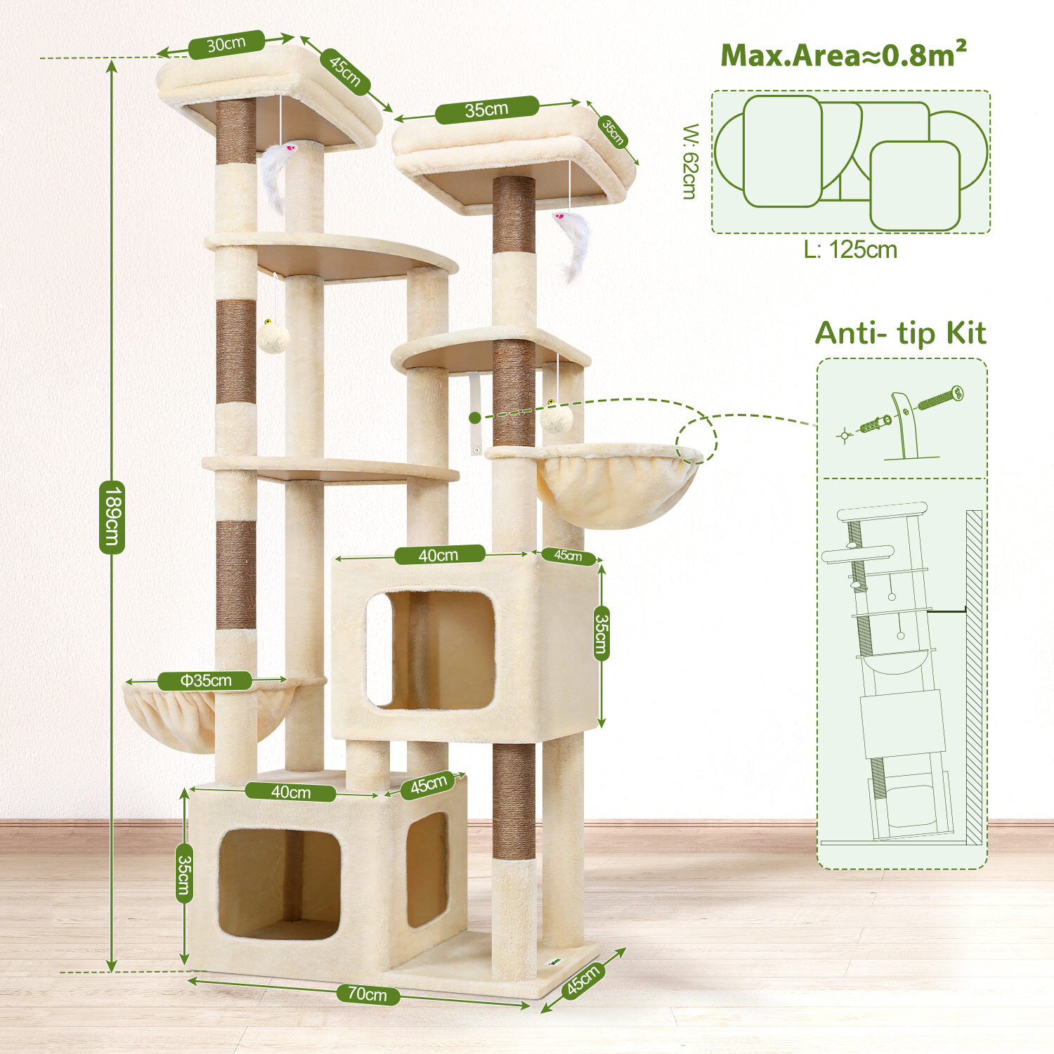 globlazer-s-series-s74e-arbre-chat-beige-robuste-188-cm image 8