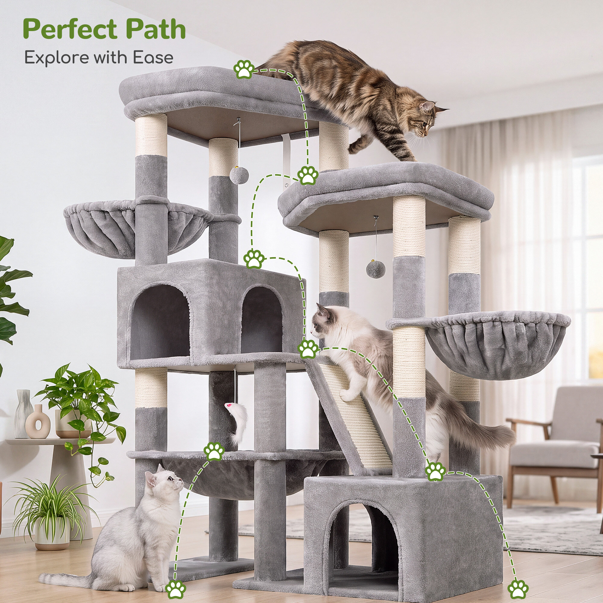 globlazer-s59-arbre-chat-150-cm-gris-clair-compact image 8